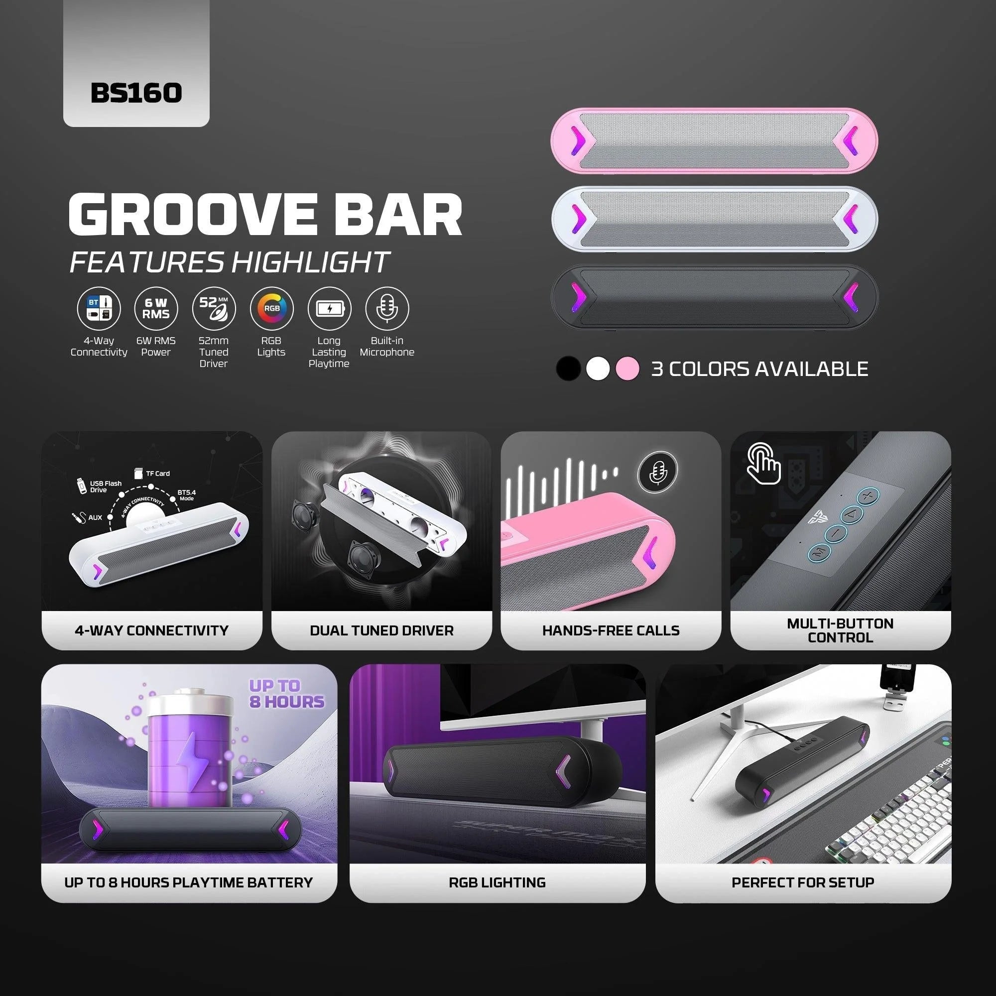 Fantech bluetooth speaker groove bar bs160 white - audio | speakers