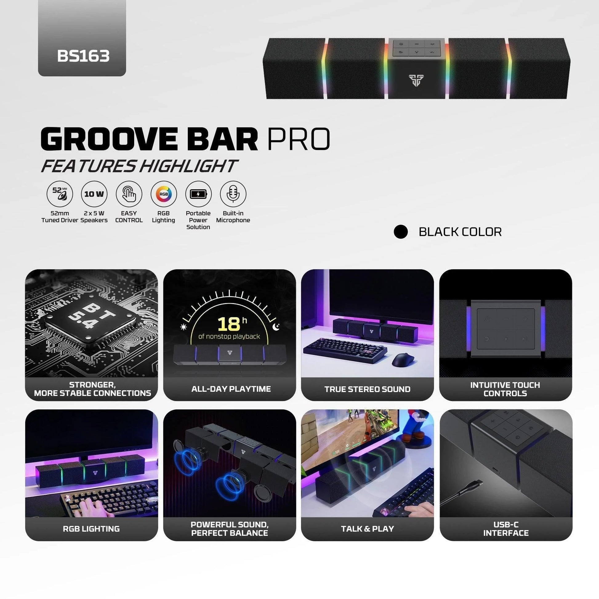 Fantech bluetooth speaker groove bar pro bs163 - audio | speakers