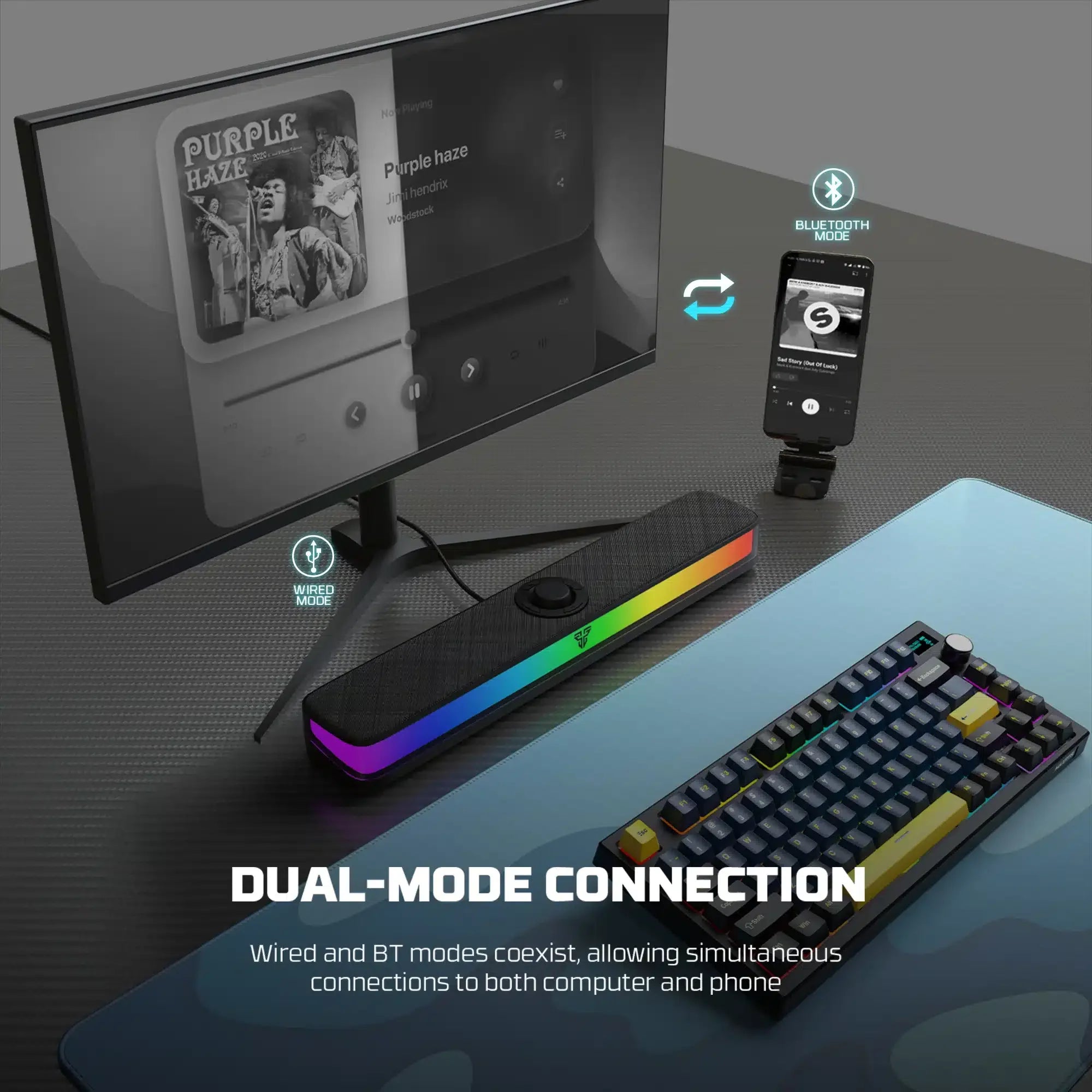 Fantech bs151 bluetooth 5.3 portable dual mode built in microphone gaming speaker - headsets