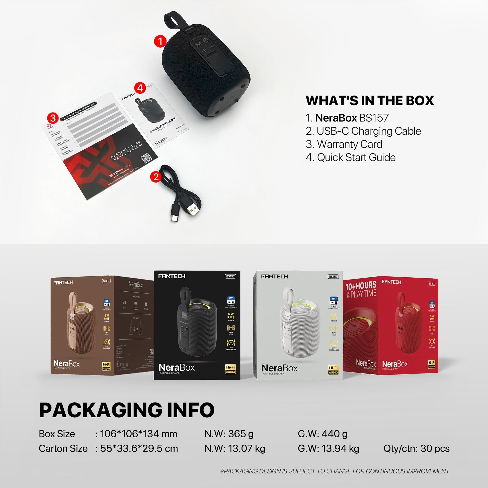 Fantech(bs157)-nerabox 5w Rms Portable Speaker - Gray