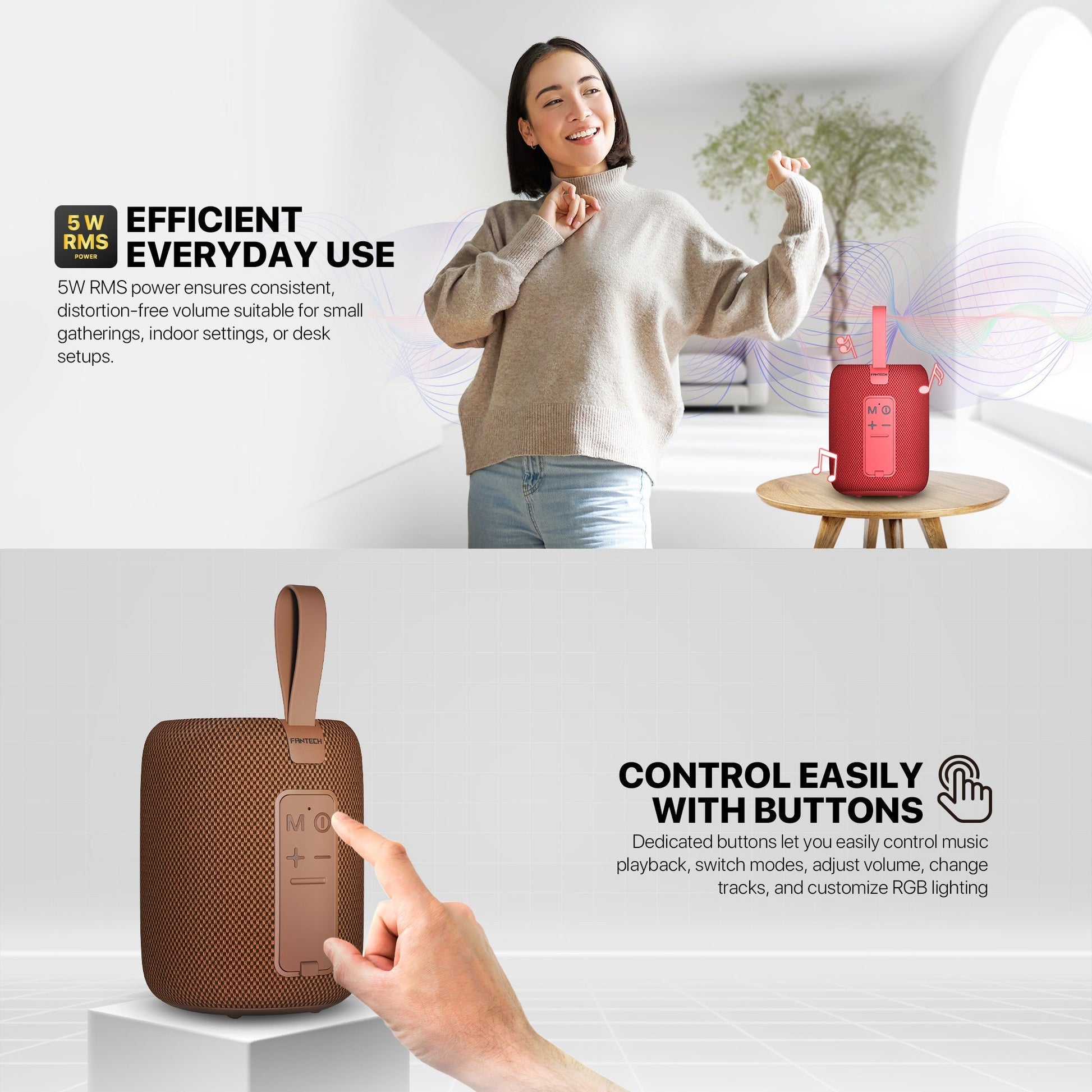 Fantech(bs157)-nerabox 5w Rms Portable Speaker - Red