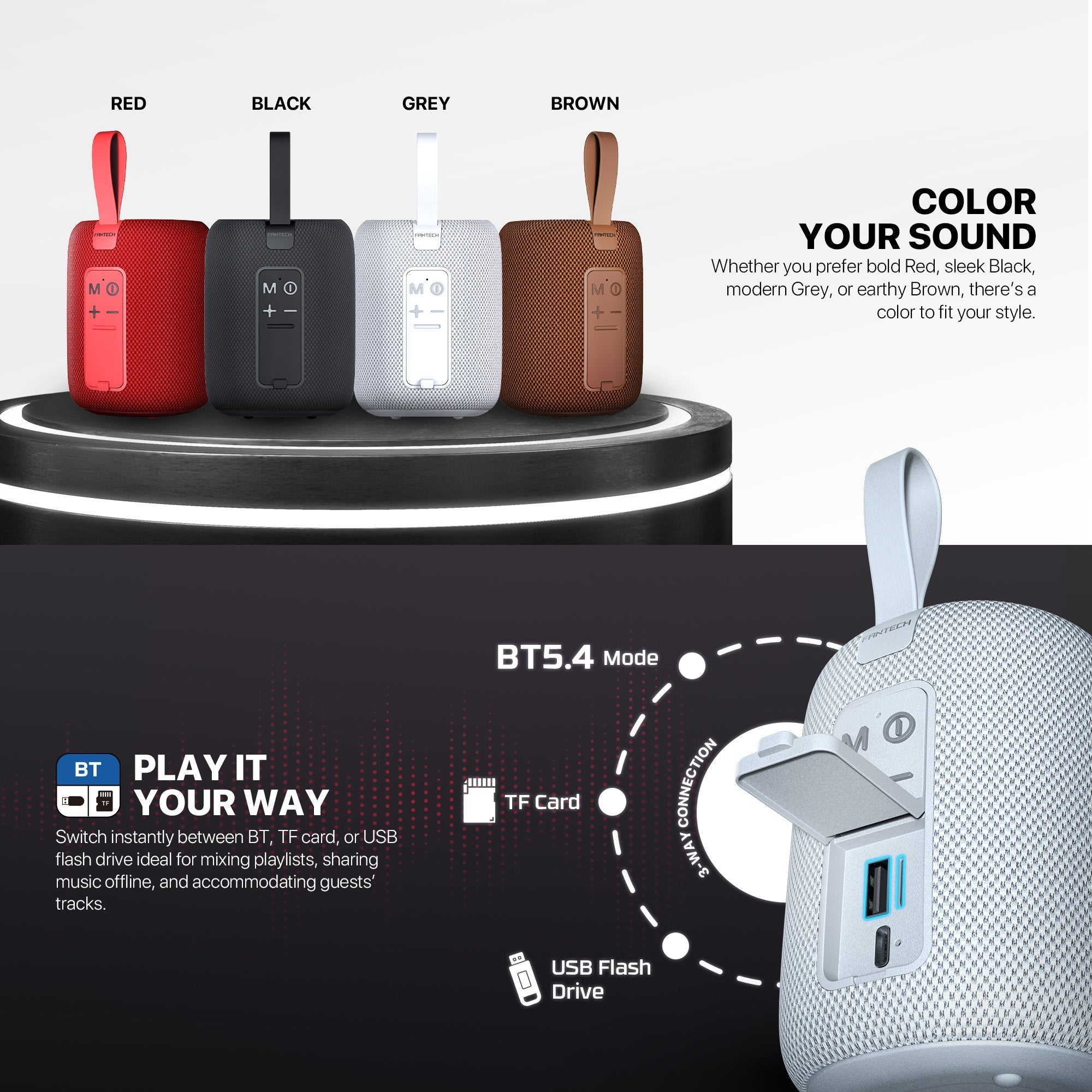 Fantech(bs157)-nerabox 5w Rms Portable Speaker - Red