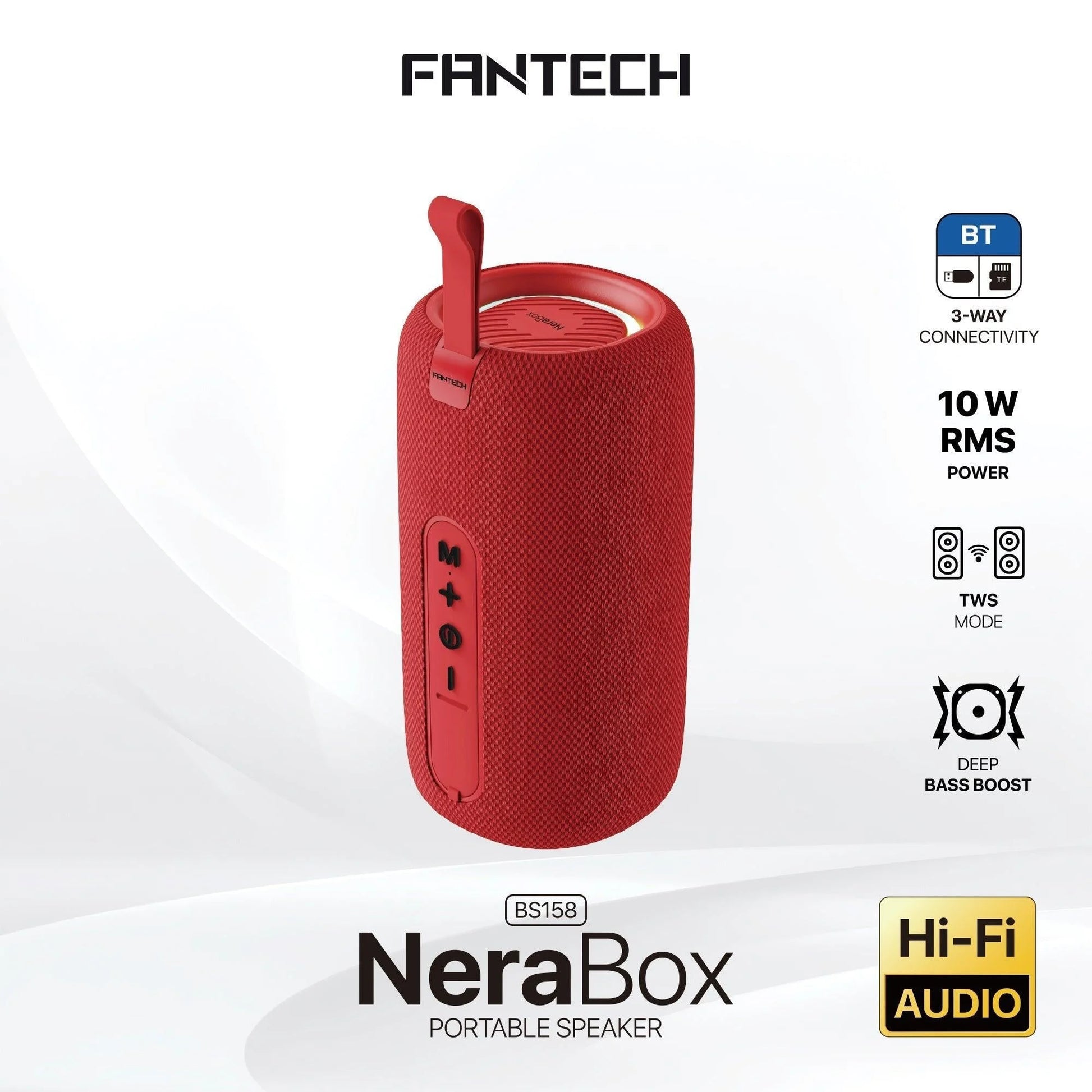 Fantech bs158 nerabox 10w rms portable speaker - red - audio | speakers