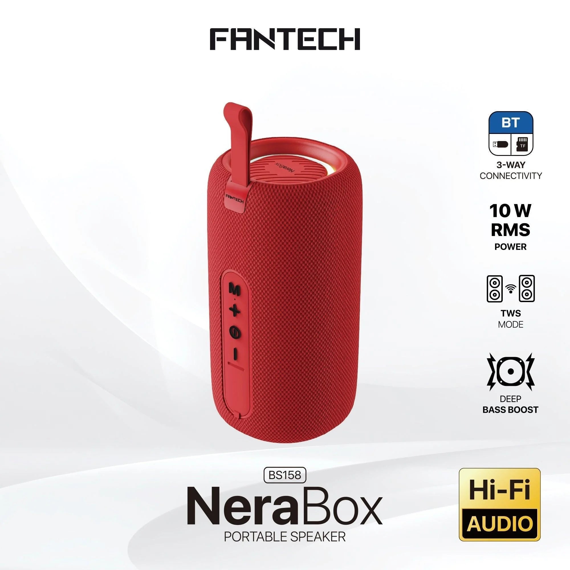 Fantech bs158 nerabox 10w rms portable speaker - red - audio | speakers