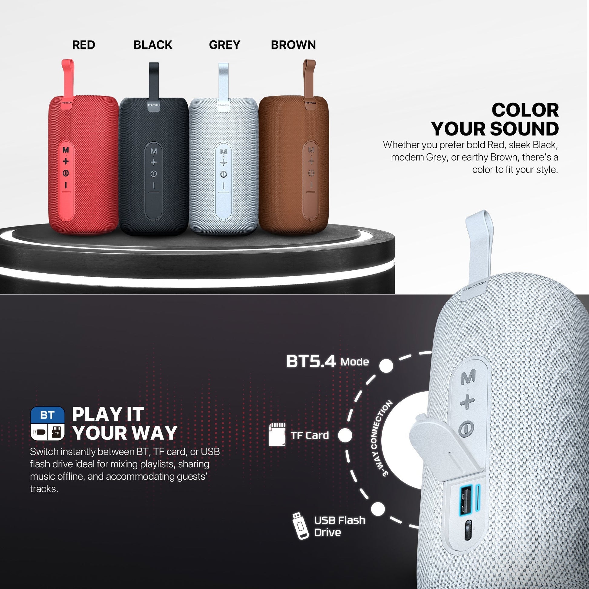 Fantech Bs159 True Wireless Rms Speaker Tws Deep Bass 10w 57mm Driver 4-way White