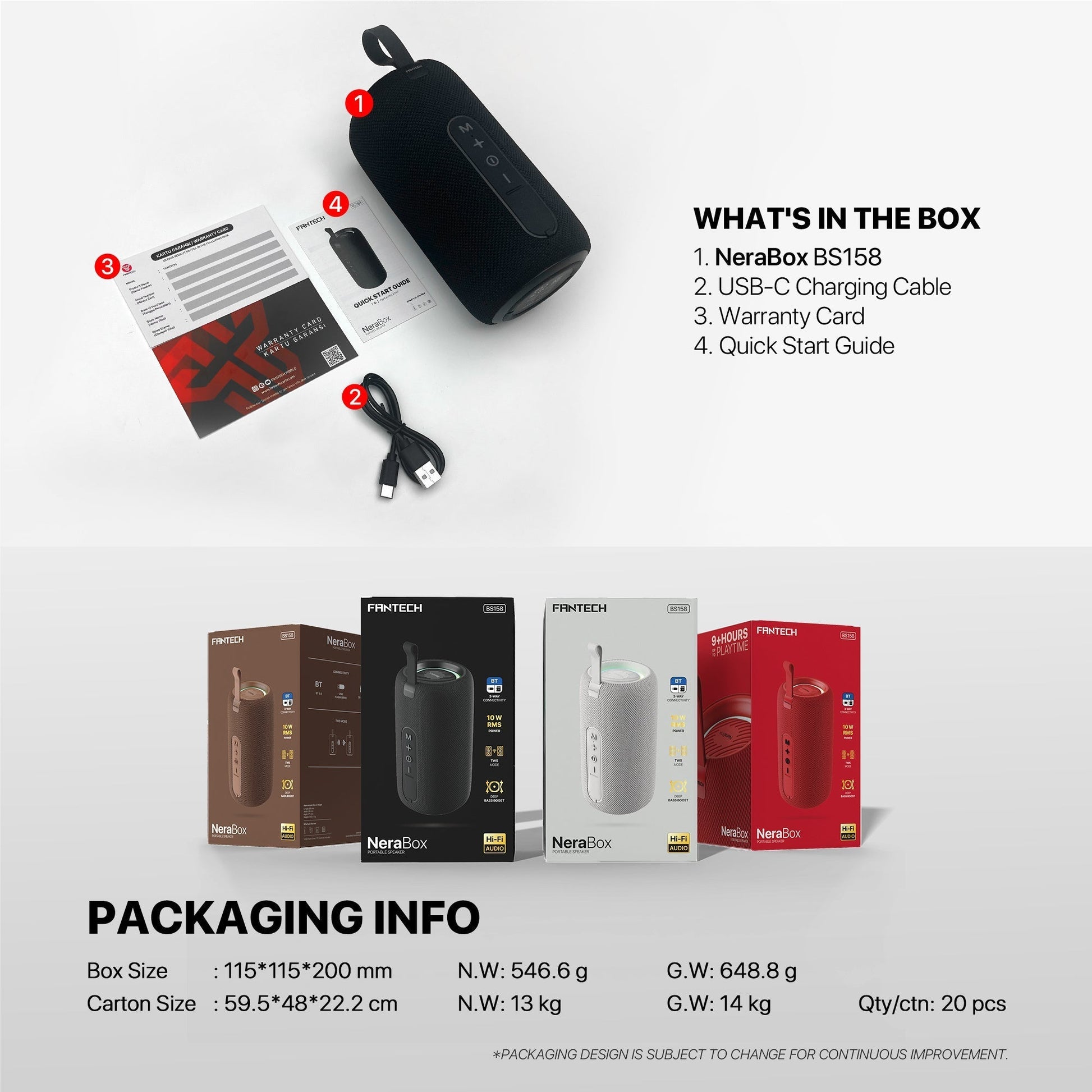 Fantech Bs159 True Wireless Rms Speaker Tws Deep Bass 10w 57mm Red