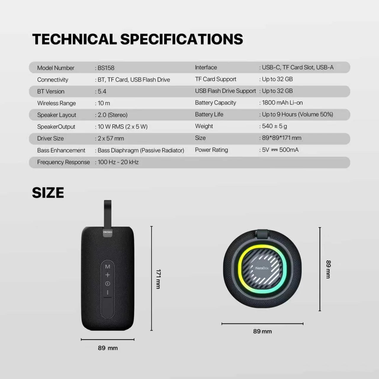Fantech bs159 true wireless rms speaker tws deep bass 10w 57mm red - audio | speakers