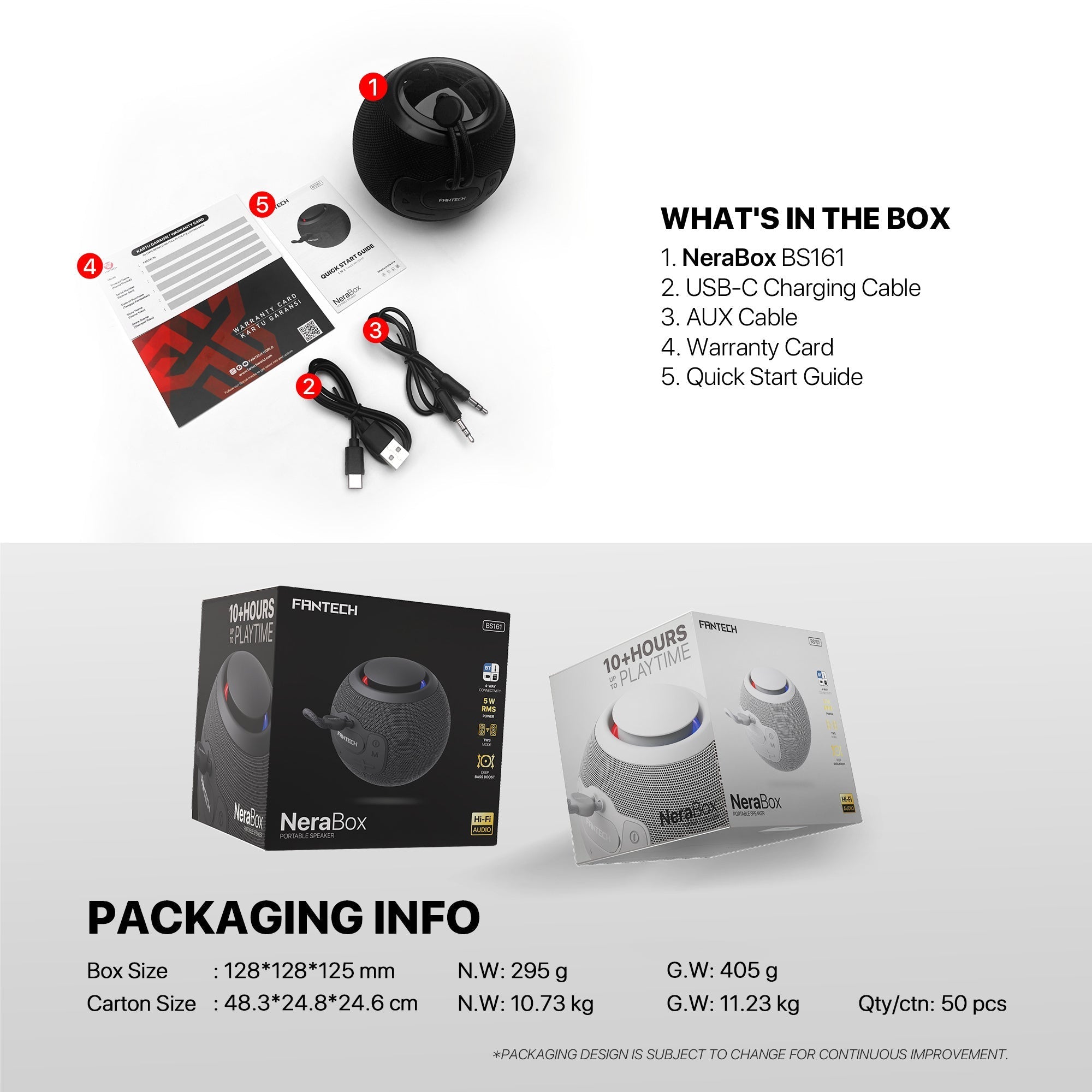 Fantech Bs161 Portable Bt Wireless Speaker Tws 4-way Connectivity Tf Black