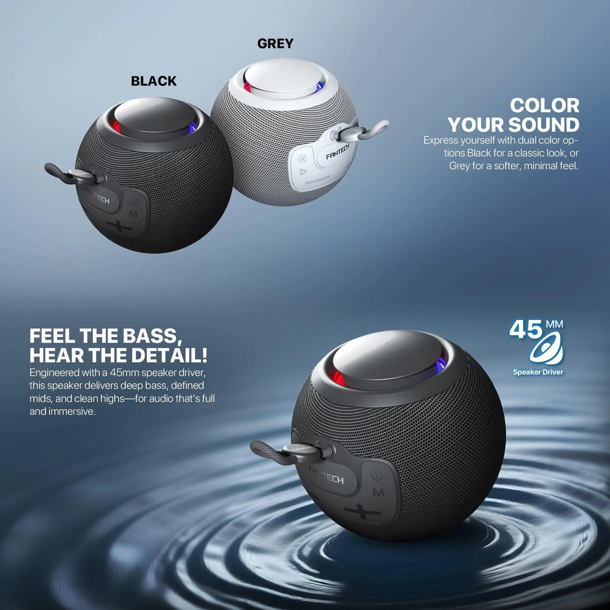 Fantech bs161 portable bt wireless speaker tws 4-way connectivity tf black - audio | speakers