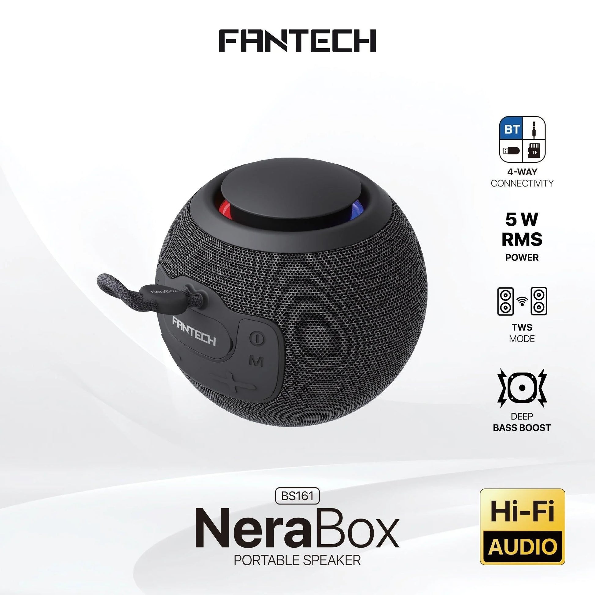 Fantech bs161 portable bt wireless speaker tws 4-way connectivity tf black - audio | speakers