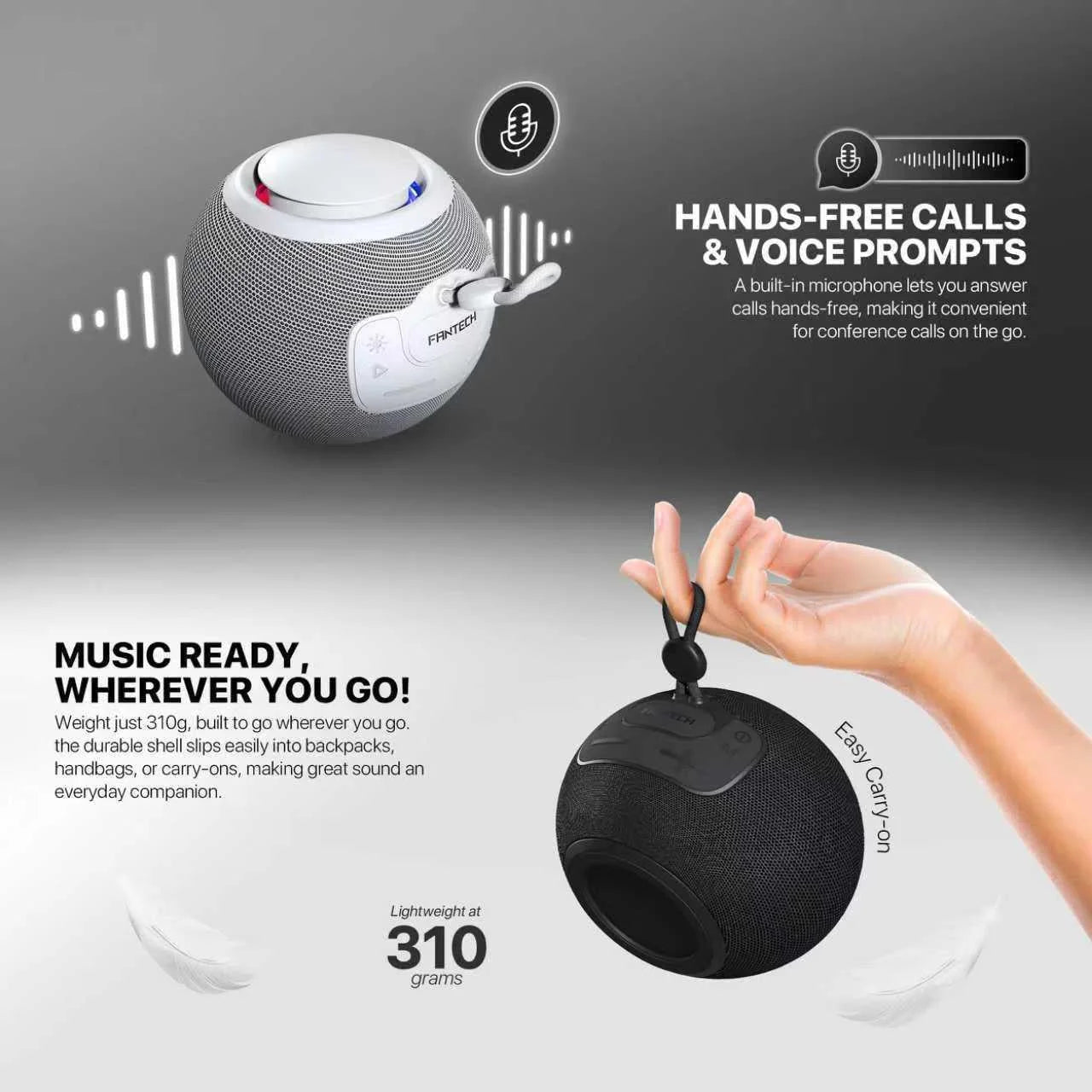 Fantech bs161 portable bt wireless speaker tws 4-way connectivity tf black - audio | speakers