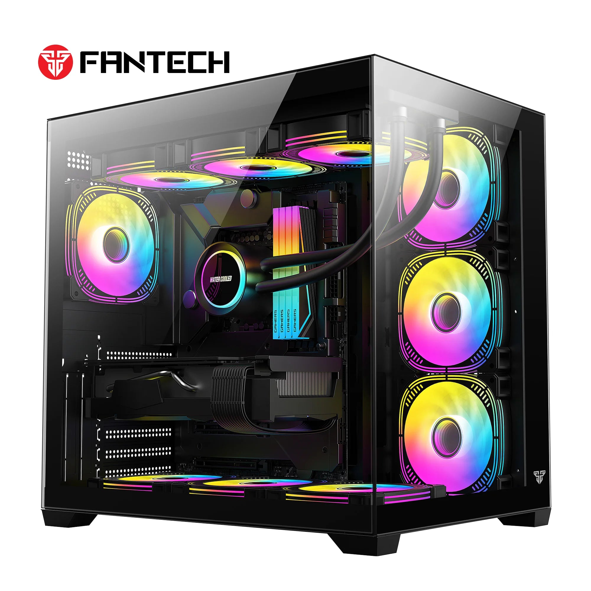 Fantech cg85 lumina mid tower gaming case - black - tower case & monitor