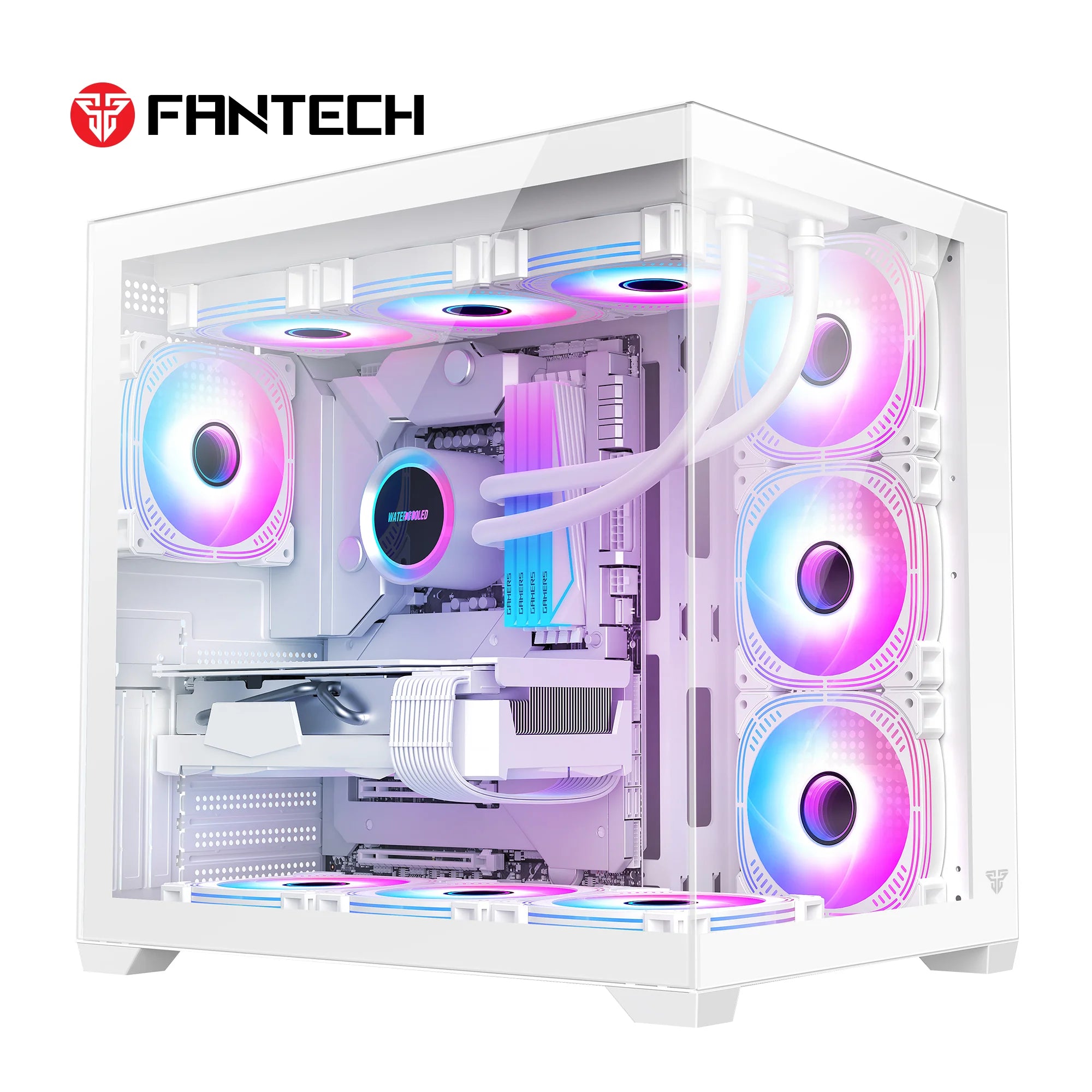 Fantech cg85 lumina mid tower gaming case - white - case