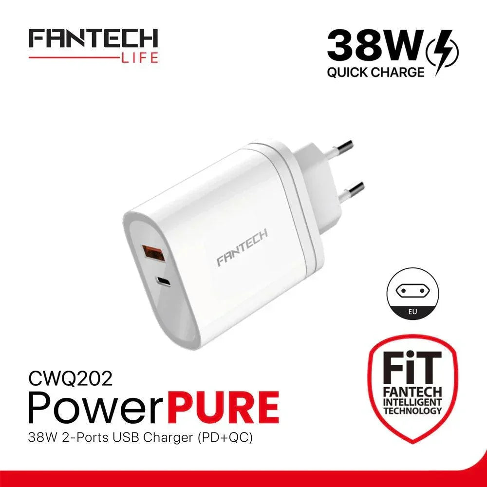 Fantech cwq202 38w powerpure usb charger (pd + qc) - cables&charges