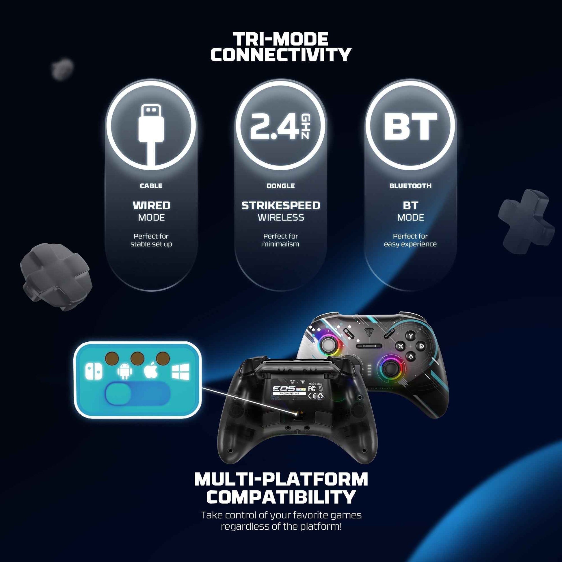 Fantech Eos Pro Ii Wgp15 V2 Wireless Gamepad Geminus Black