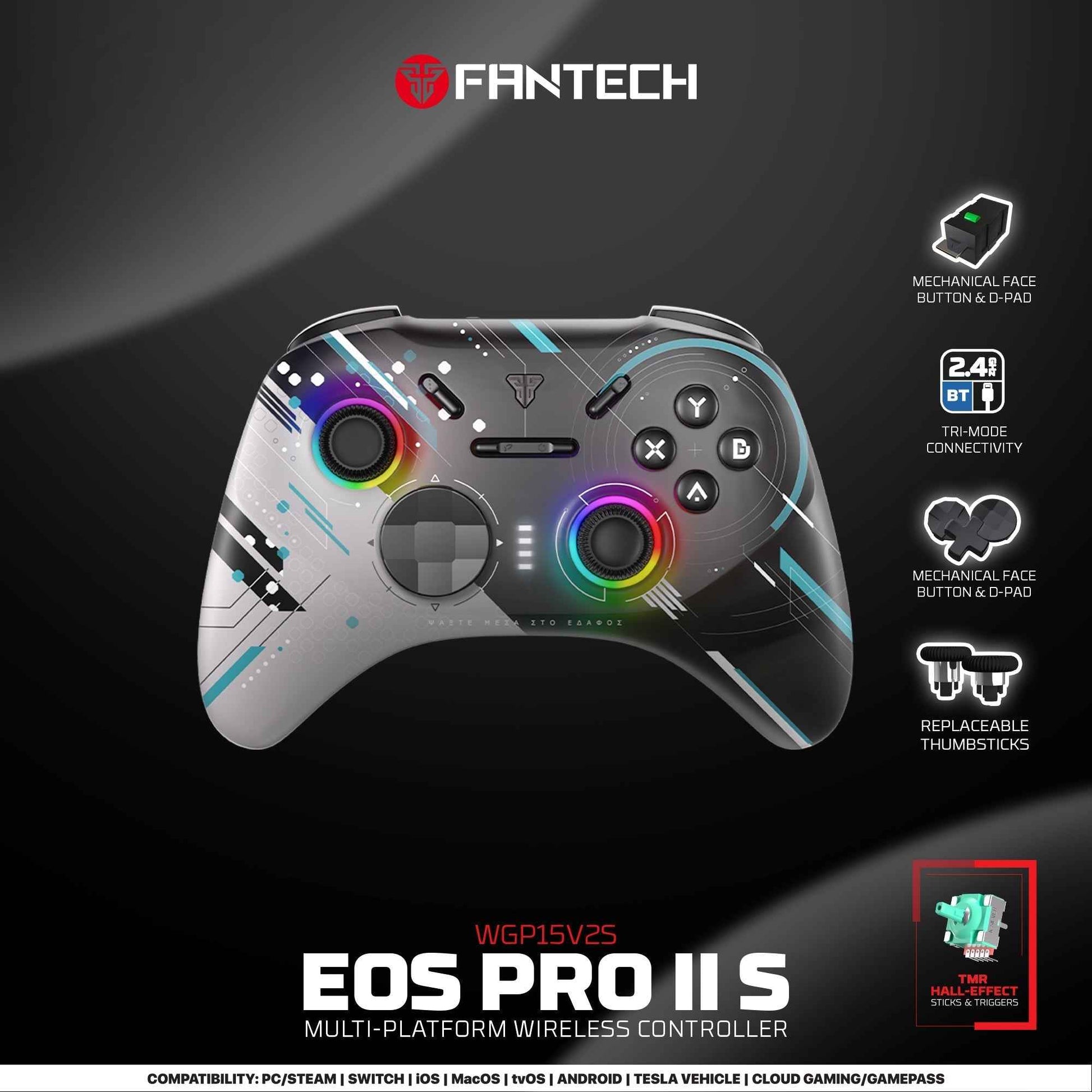 Fantech Eos Pro Ii Wgp15 V2 Wireless Gamepad Geminus Black