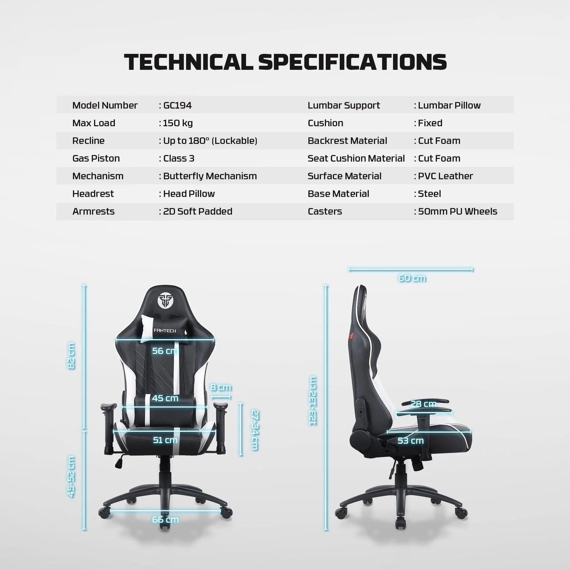 Fantech gc194 gaming chair blue - desk & chair