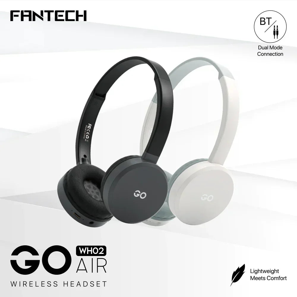 Fantech go air wireless headphone wh02 - black - headsets