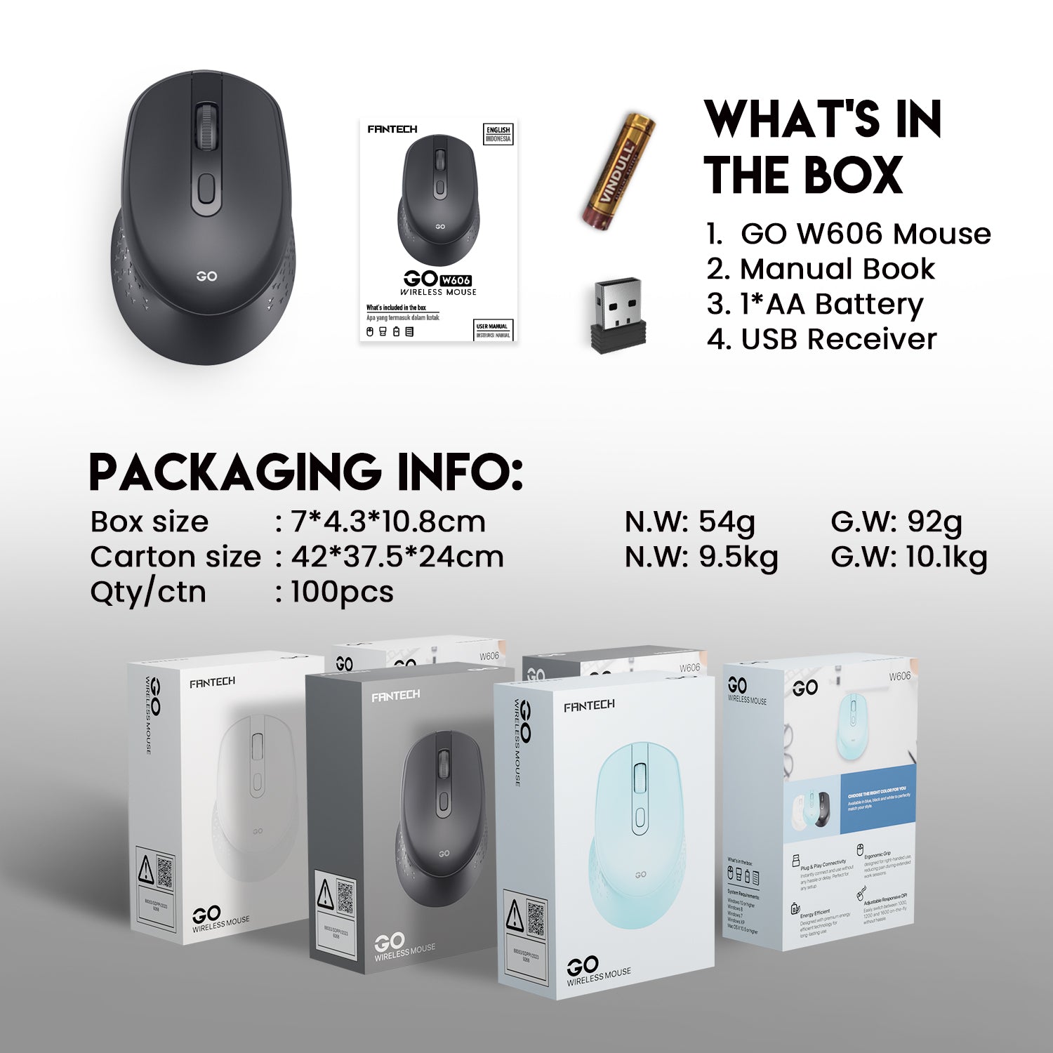 Fantech Go W606 Wireless Office Mouse - Gameonjo