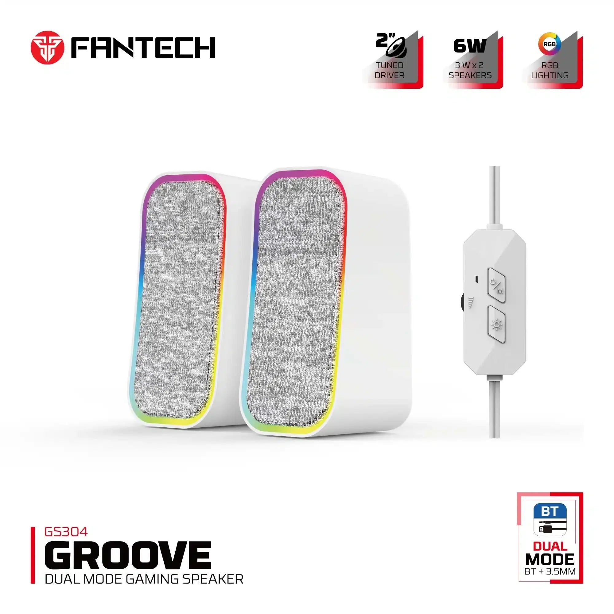 Fantech Groove Gs304 Bluetooth Speaker Dual Mode - White Default Title