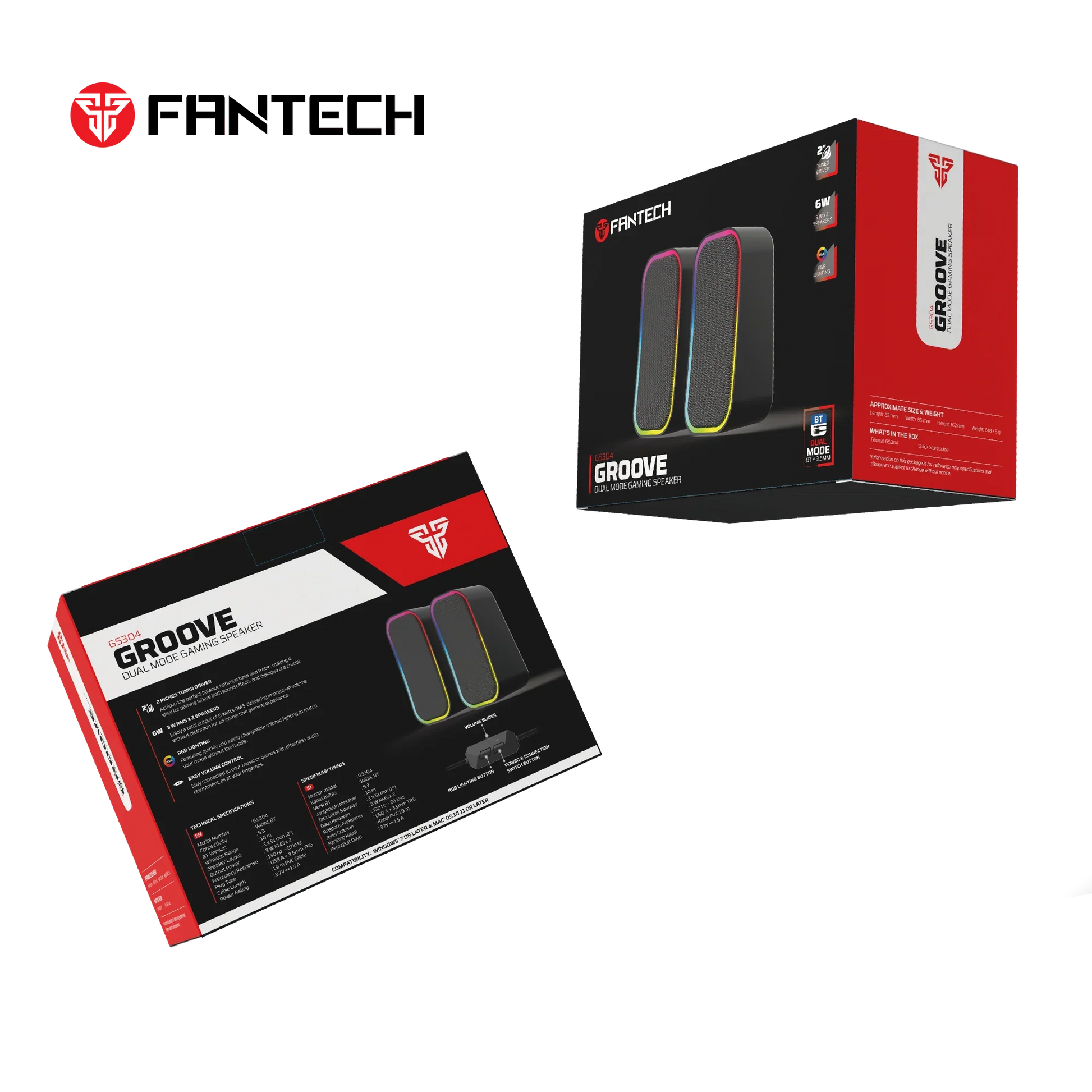 Fantech Groove Gs304 Bluetooth Speaker Dual Mode - White