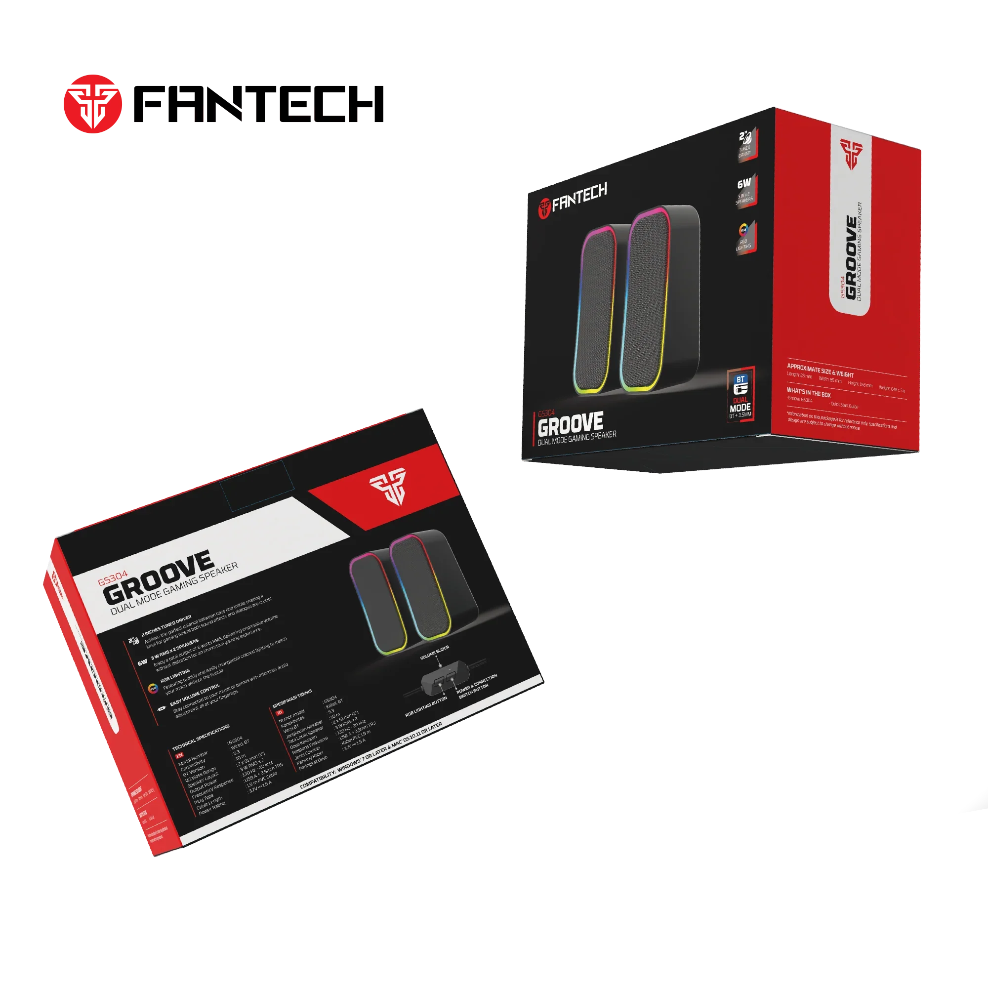 Fantech Groove Gs304 Bluetooth Speaker Dual Mode - White