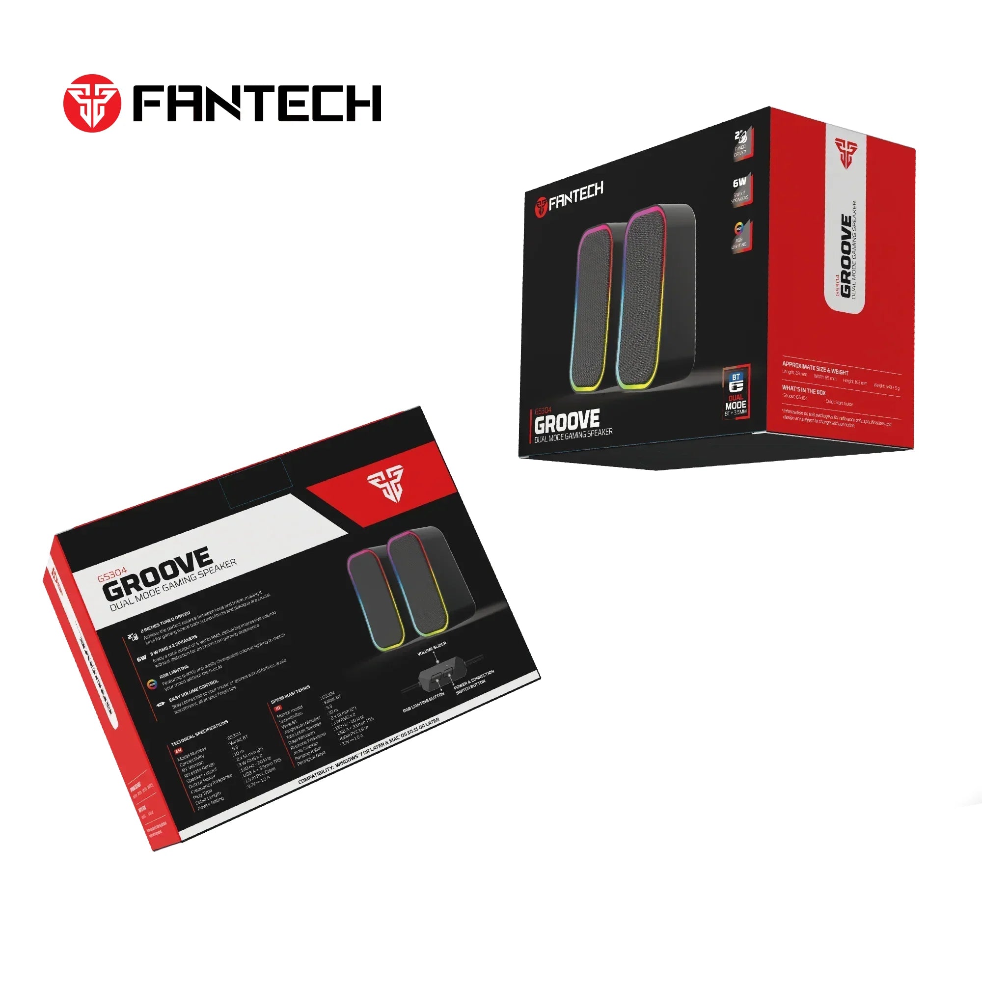 Fantech groove gs304 dual mode gaming speaker - black - headsets