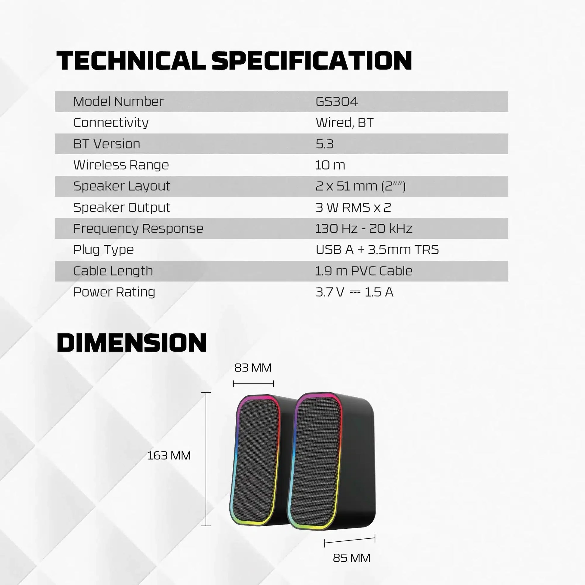 Fantech Groove Gs304 Dual Mode Gaming Speaker - Black