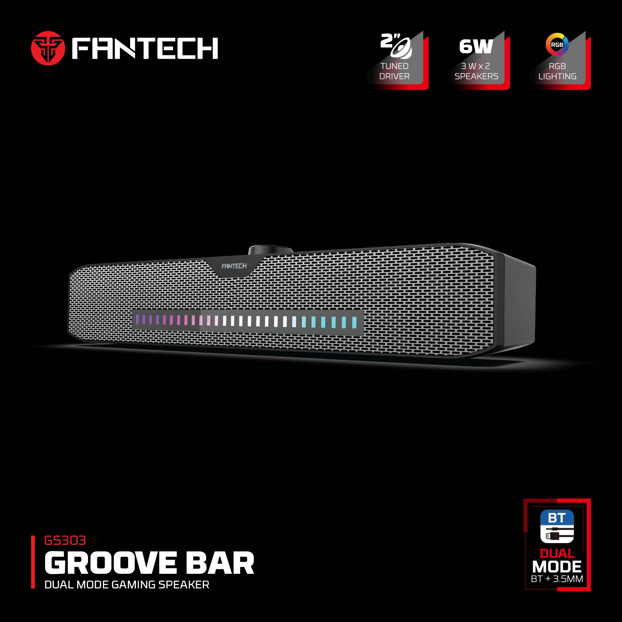 Fantech Gs303 Groove Bar Dual Mode Rgb Lighting Gaming Speaker - Gameonjo