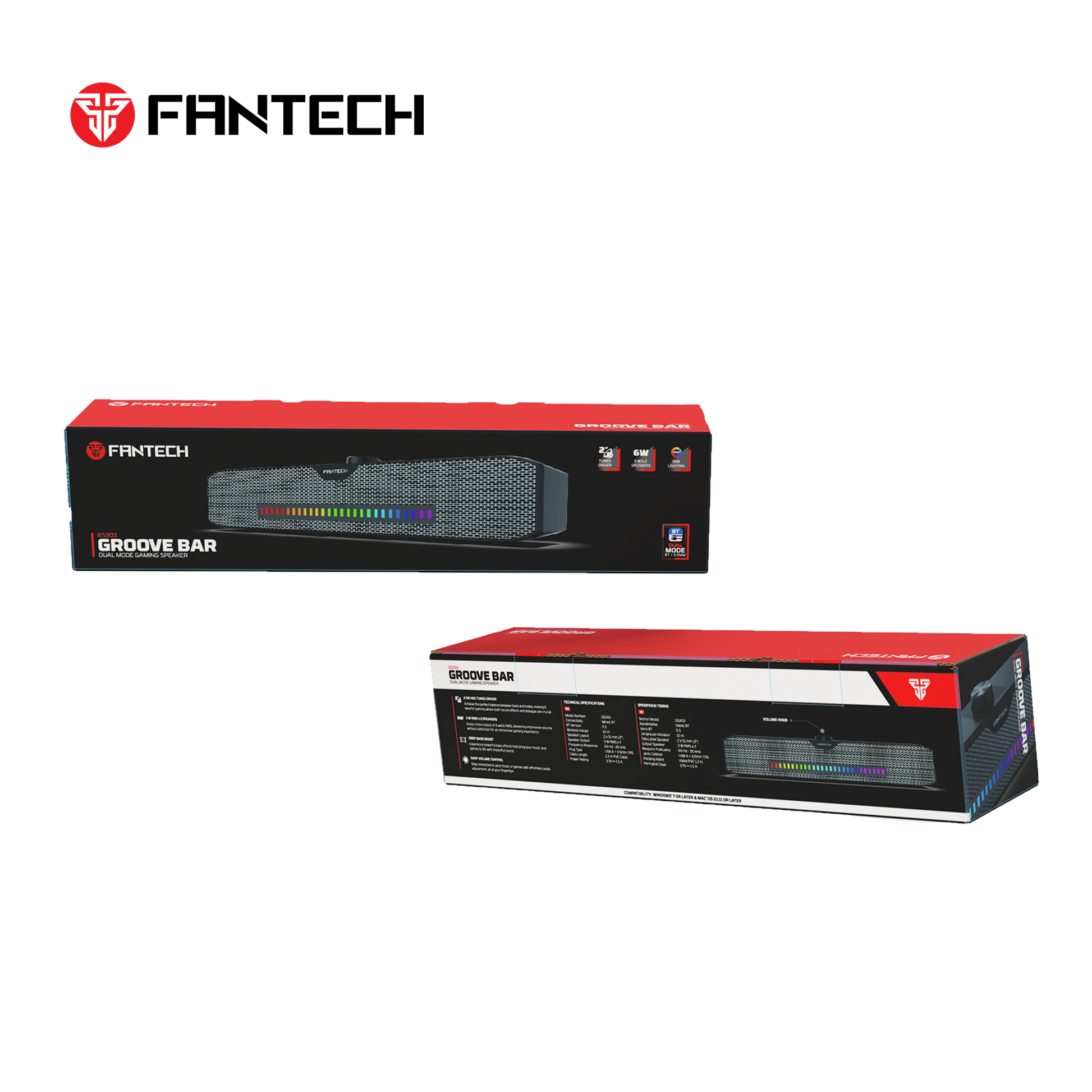 Fantech Gs303 Groove Bar Dual Mode Rgb Lighting Gaming Speaker - Gameonjo