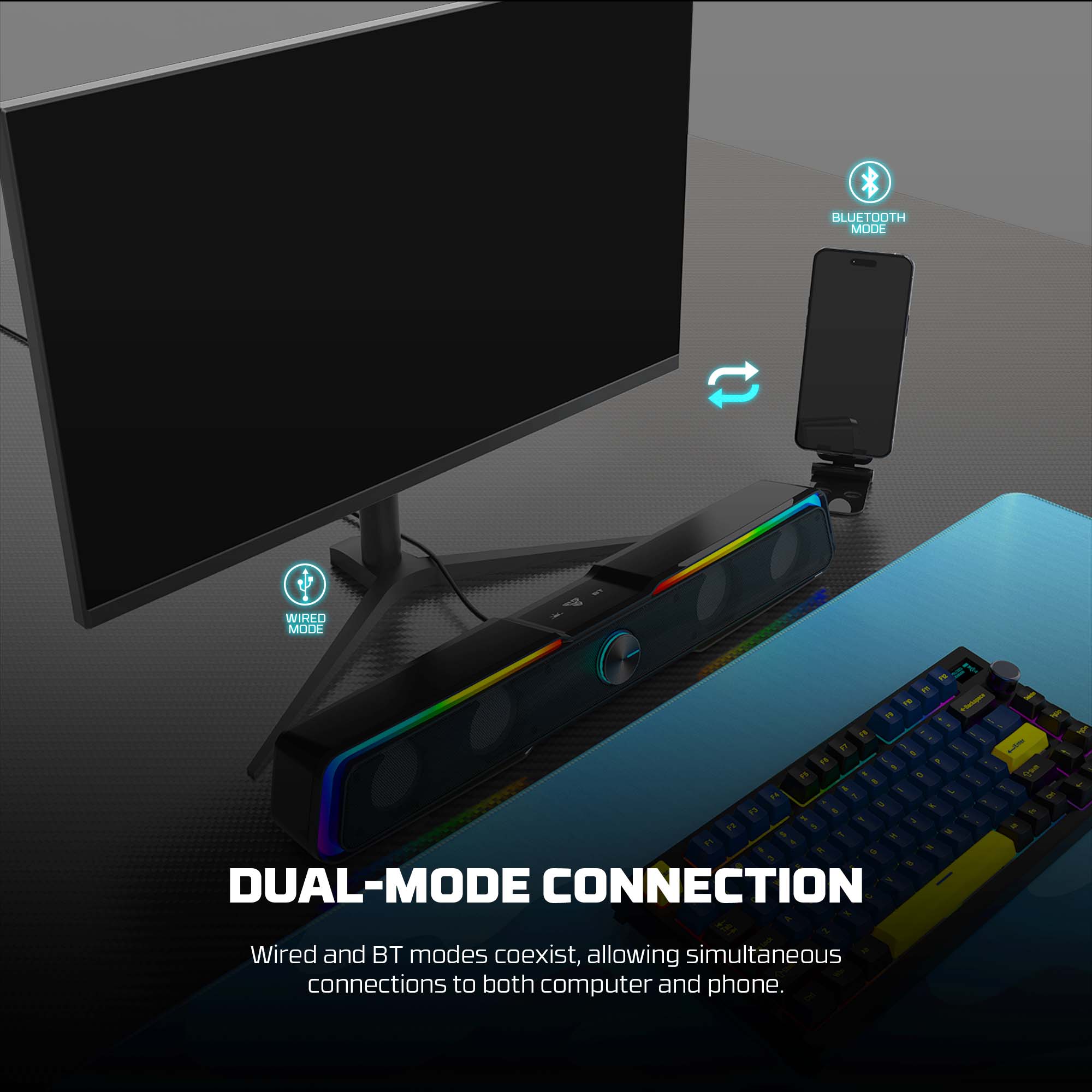 Fantech Gs305 Bluetooth 5.3 Soundbar Dual Mode Rgb Lighting Gaming Speaker - Gameonjo