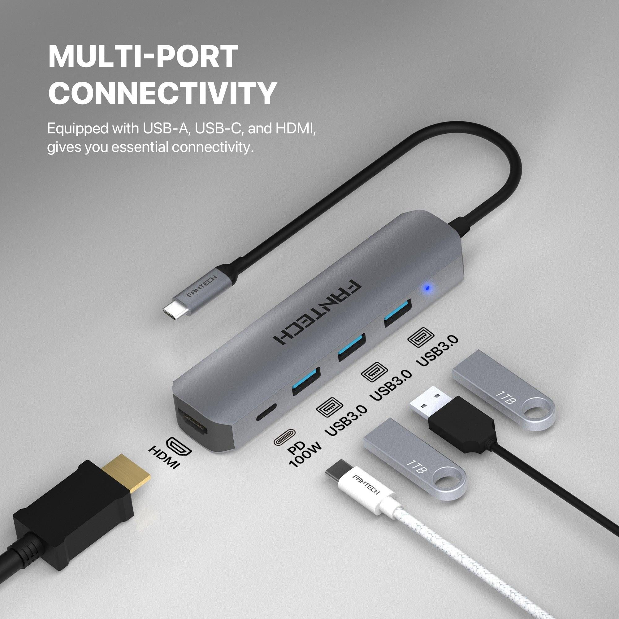 FANTECH HC052 Converter USB Hub Type C 5 in 1.