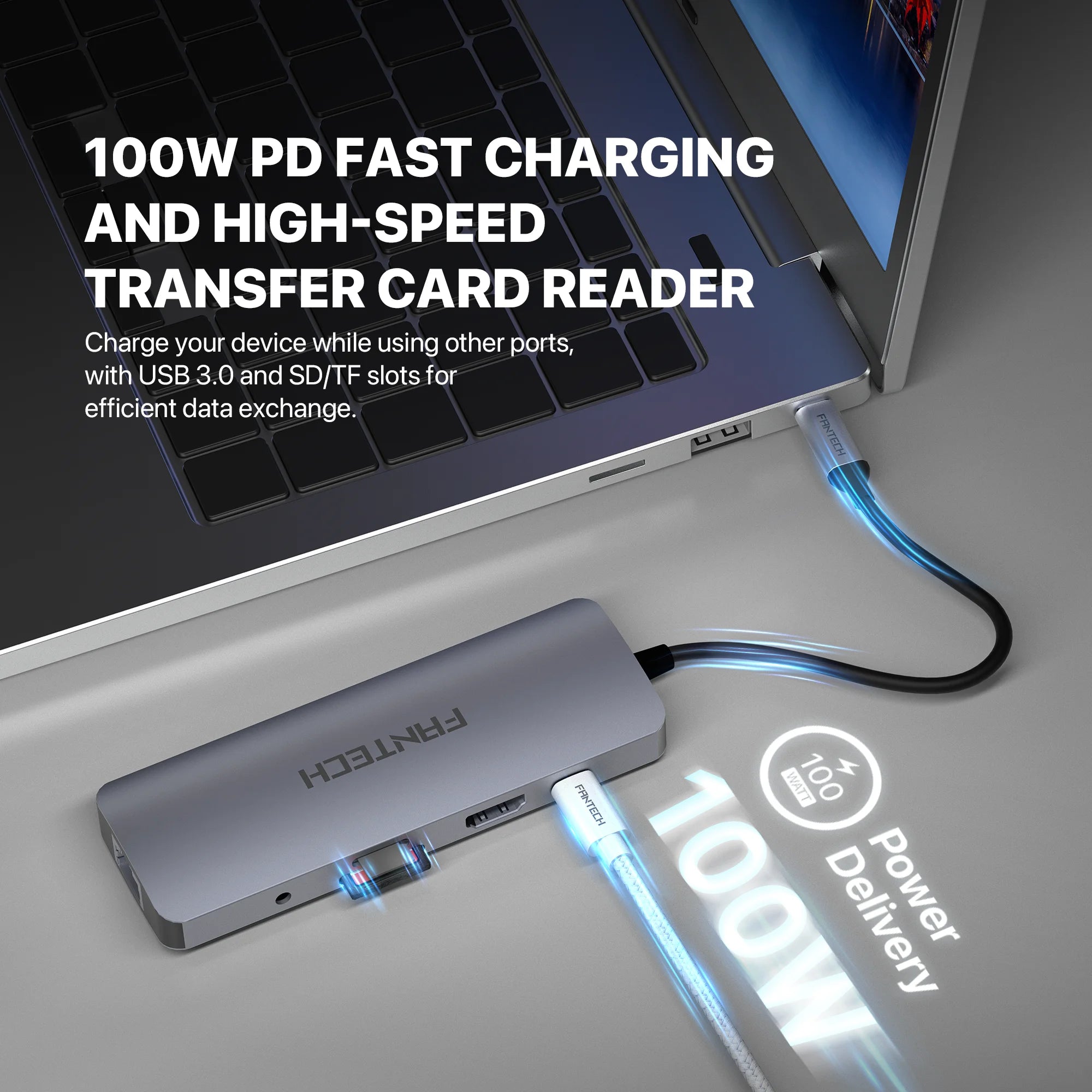 Fantech hc101 converter usb hub type c 10 in 1 - cables & chargers | charging cables & adapters