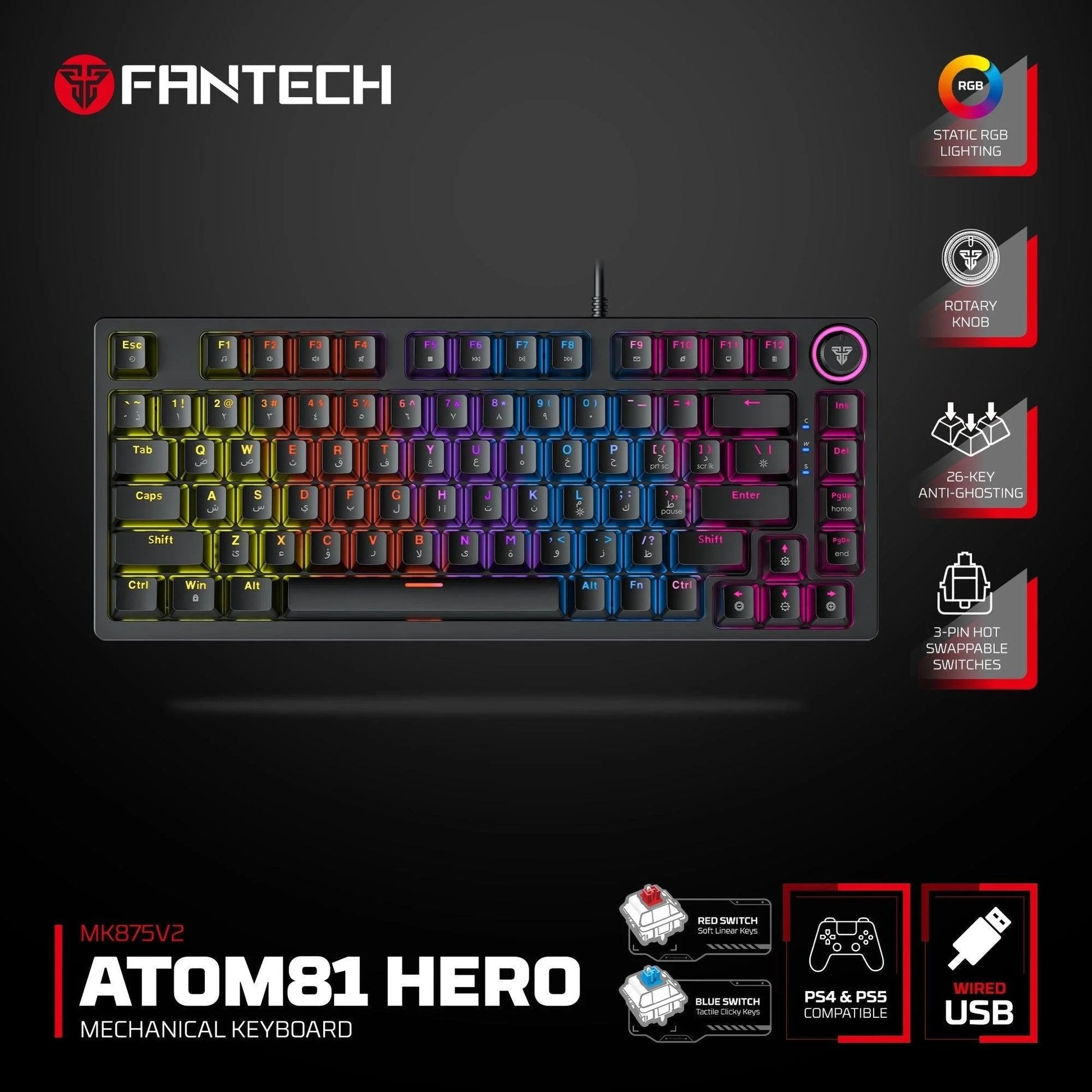 Fantech hero combo p53 keyboard and mouse and headset and mousepad + stand free