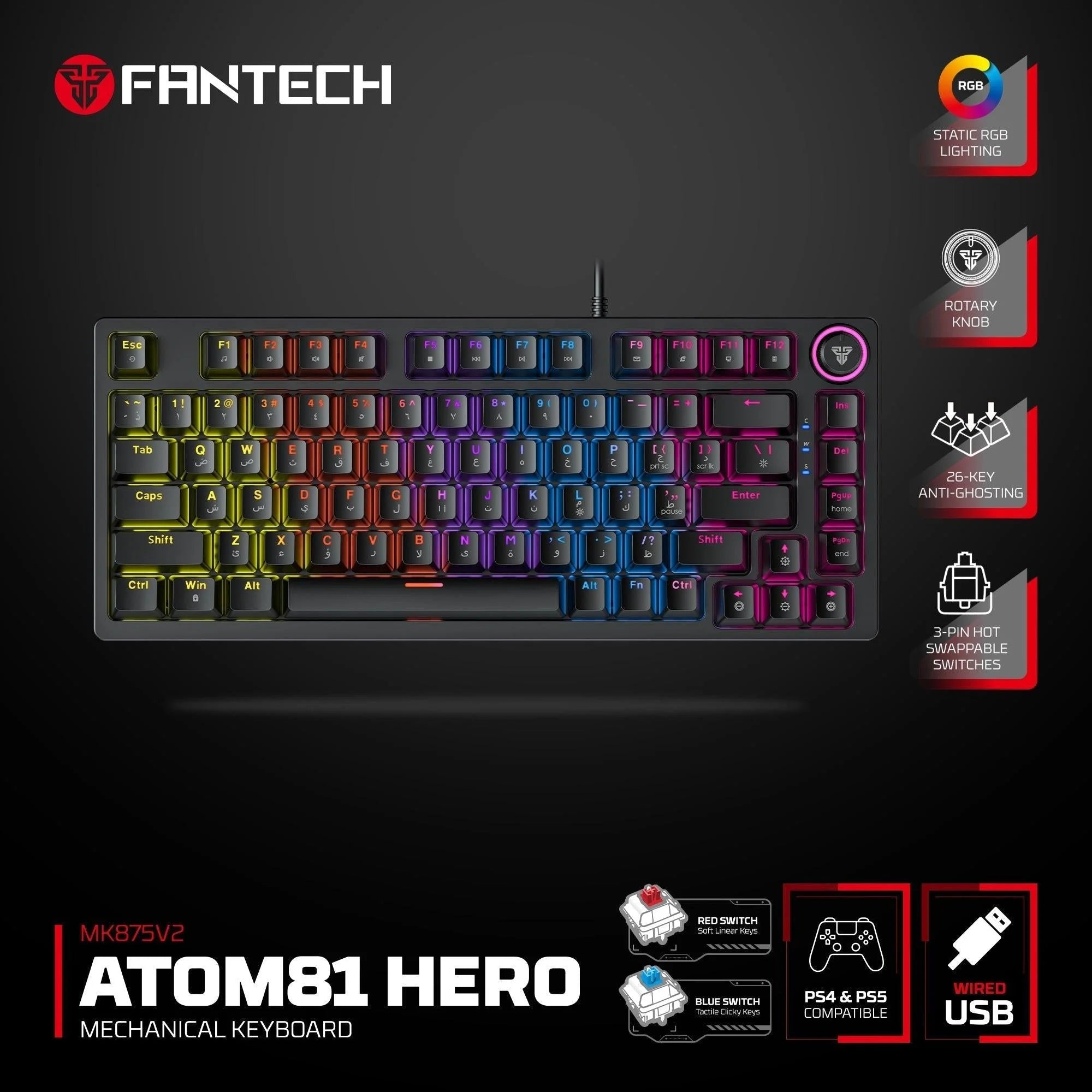 Fantech hero combo p53 keyboard and mouse and headset and mousepad + stand free
