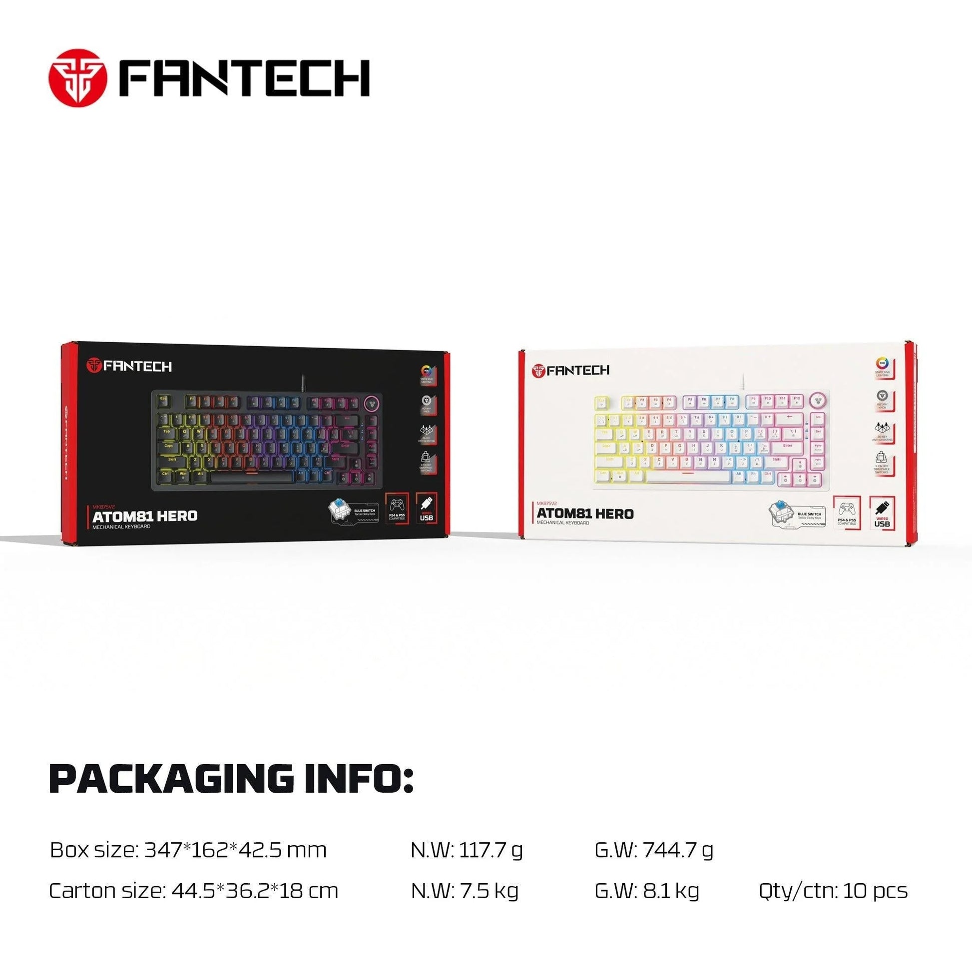 Fantech hero mk875v2 gaming keyboard rgb (ps5 - ps4 - pc) - keyboard