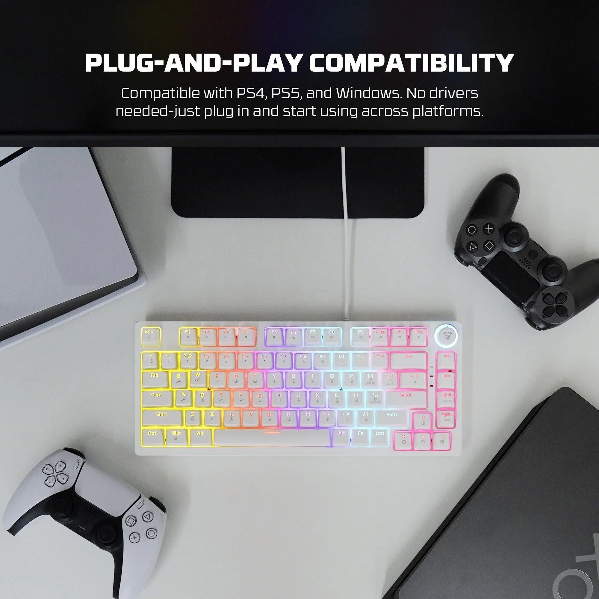 Fantech hero mk875v2 gaming keyboard rgb (ps5 - ps4 - pc) - keyboard