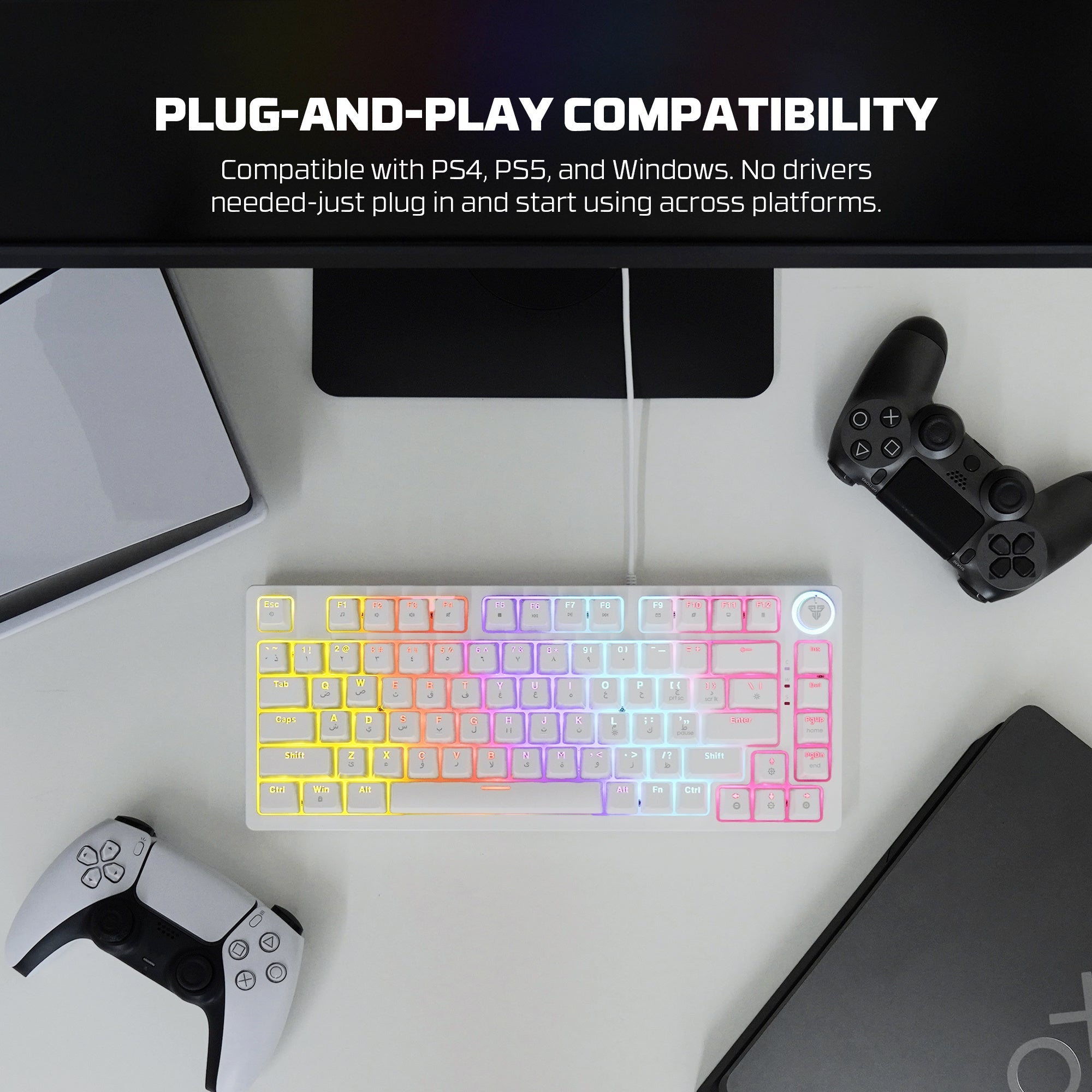 Fantech Hero Mk875v2 Gaming Keyboard Rgb (ps5 - Ps4 - Pc)