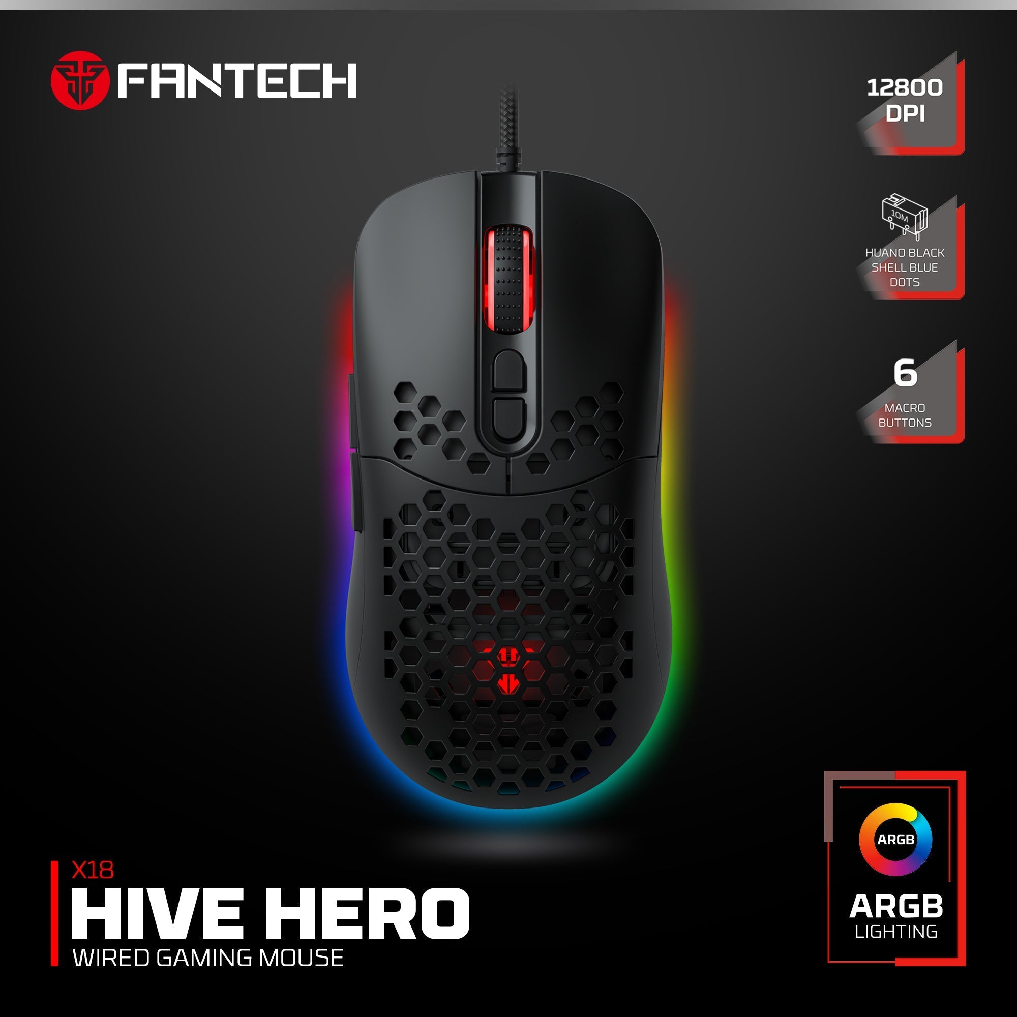 Fantech Hero X18 Gaming Mouse Rgb Black