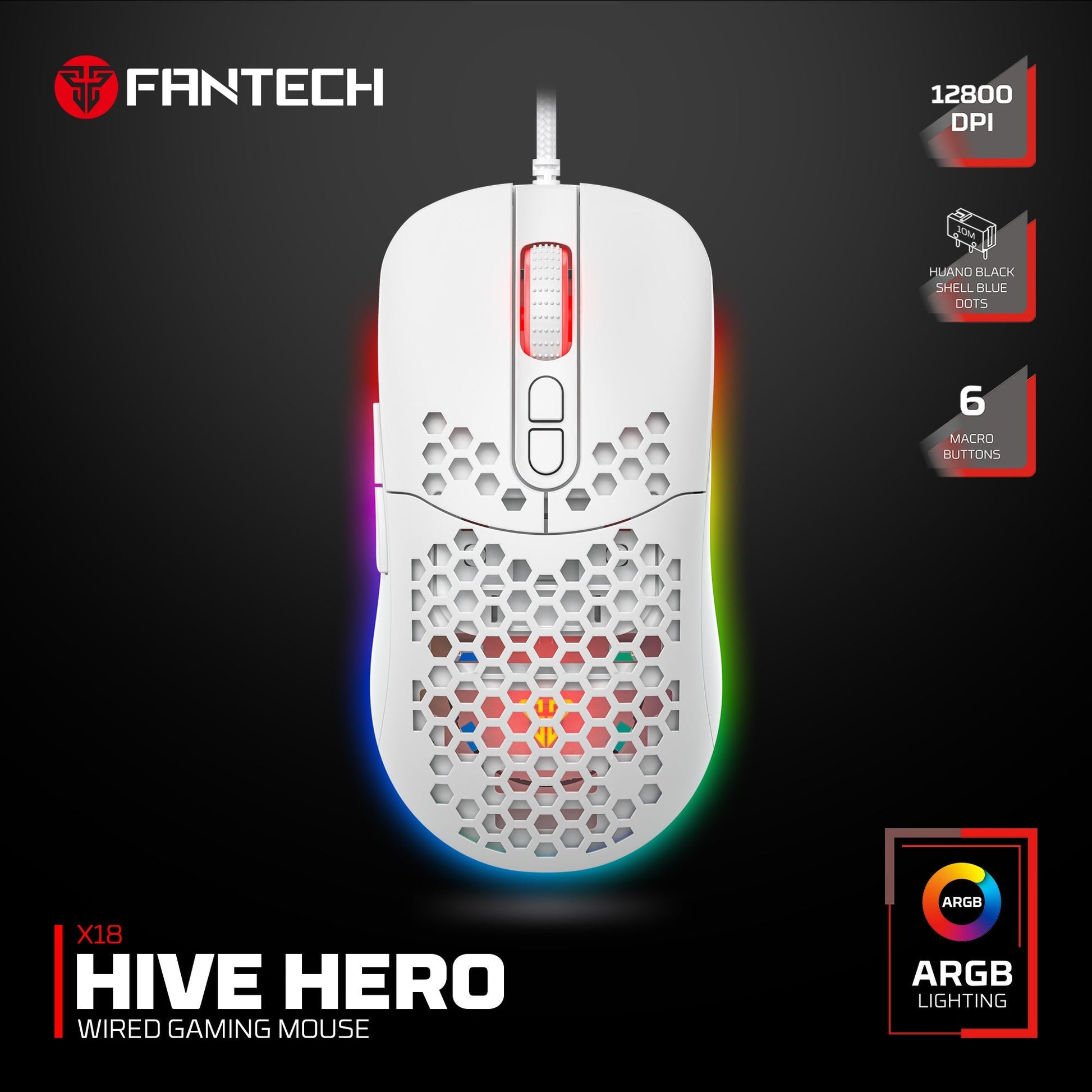Fantech Hero X18 Gaming Mouse Rgb White
