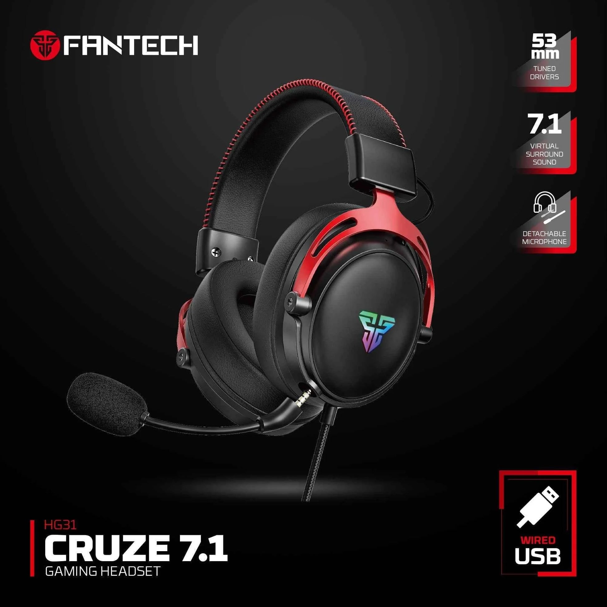 Fantech hg31 cruze 7.1 rgb gaming headset - keyboard