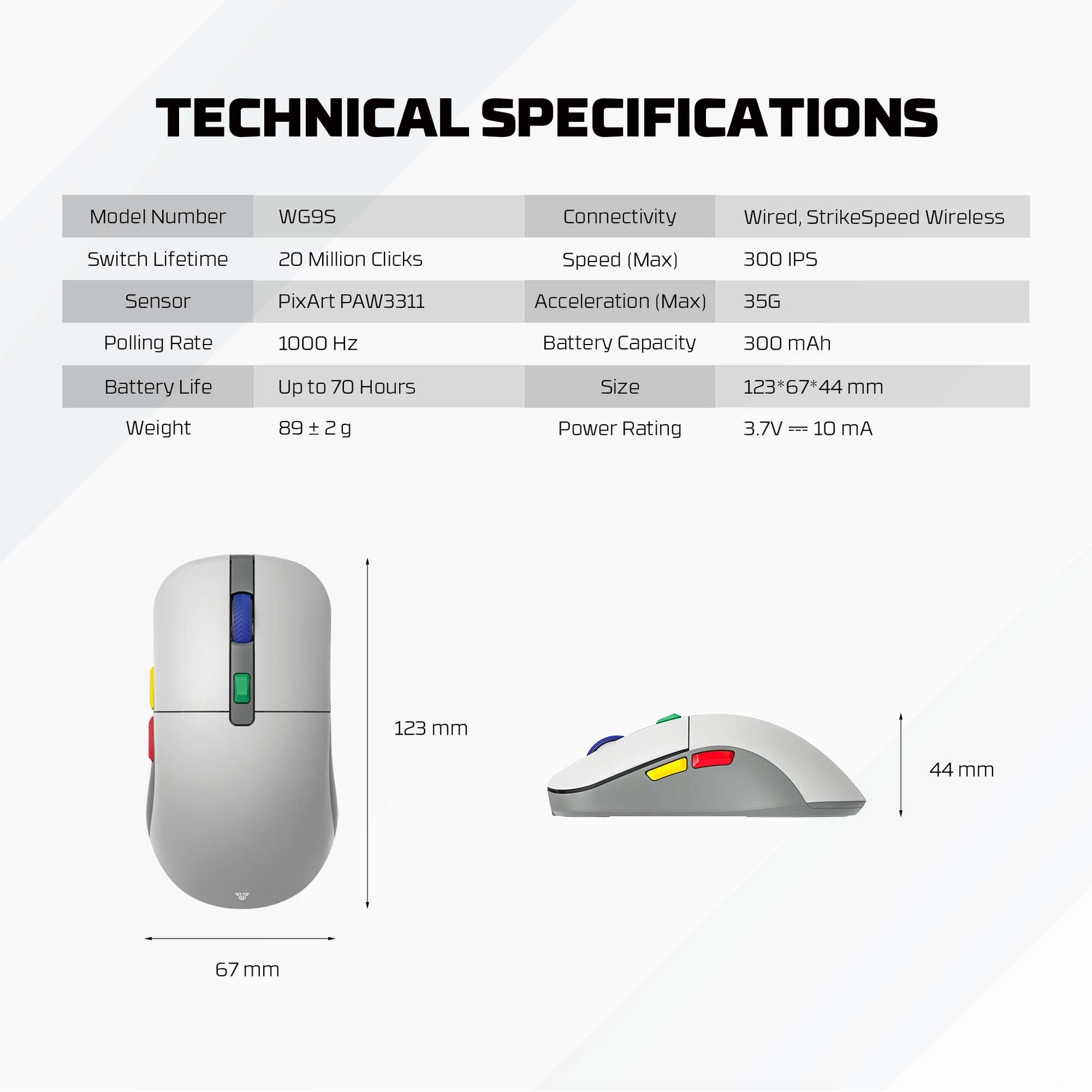 Fantech Kanata s Wg9s Super Maxfit Wireless Gaming Mouse - Dual Mode Connection - Gameonjo