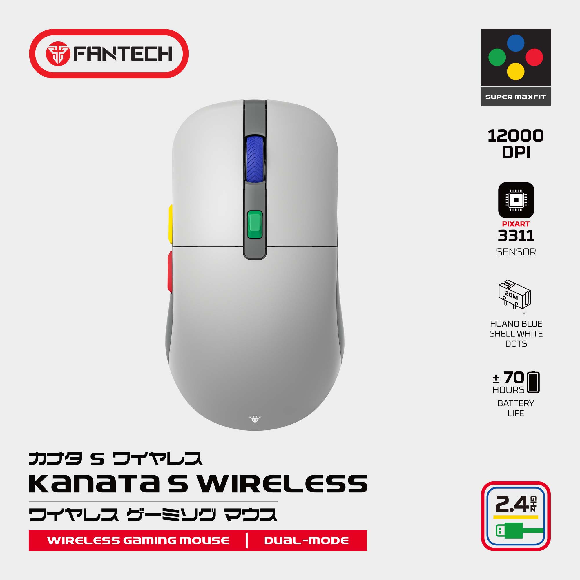 Fantech Kanata s Wg9s Super Maxfit Wireless Gaming Mouse - Dual Mode Connection - Gameonjo