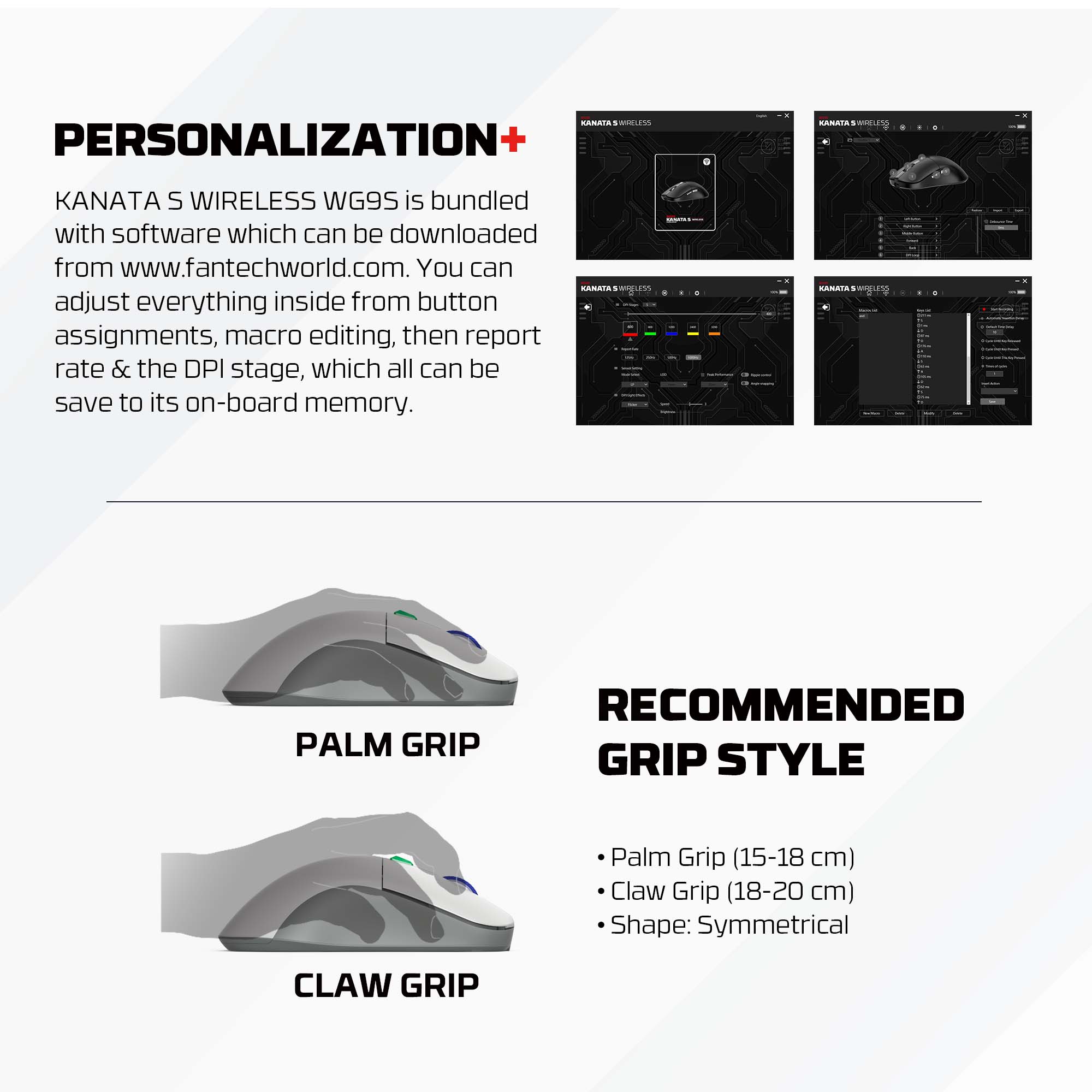 Fantech Kanata s Wg9s Super Maxfit Wireless Gaming Mouse - Dual Mode Connection - Gameonjo