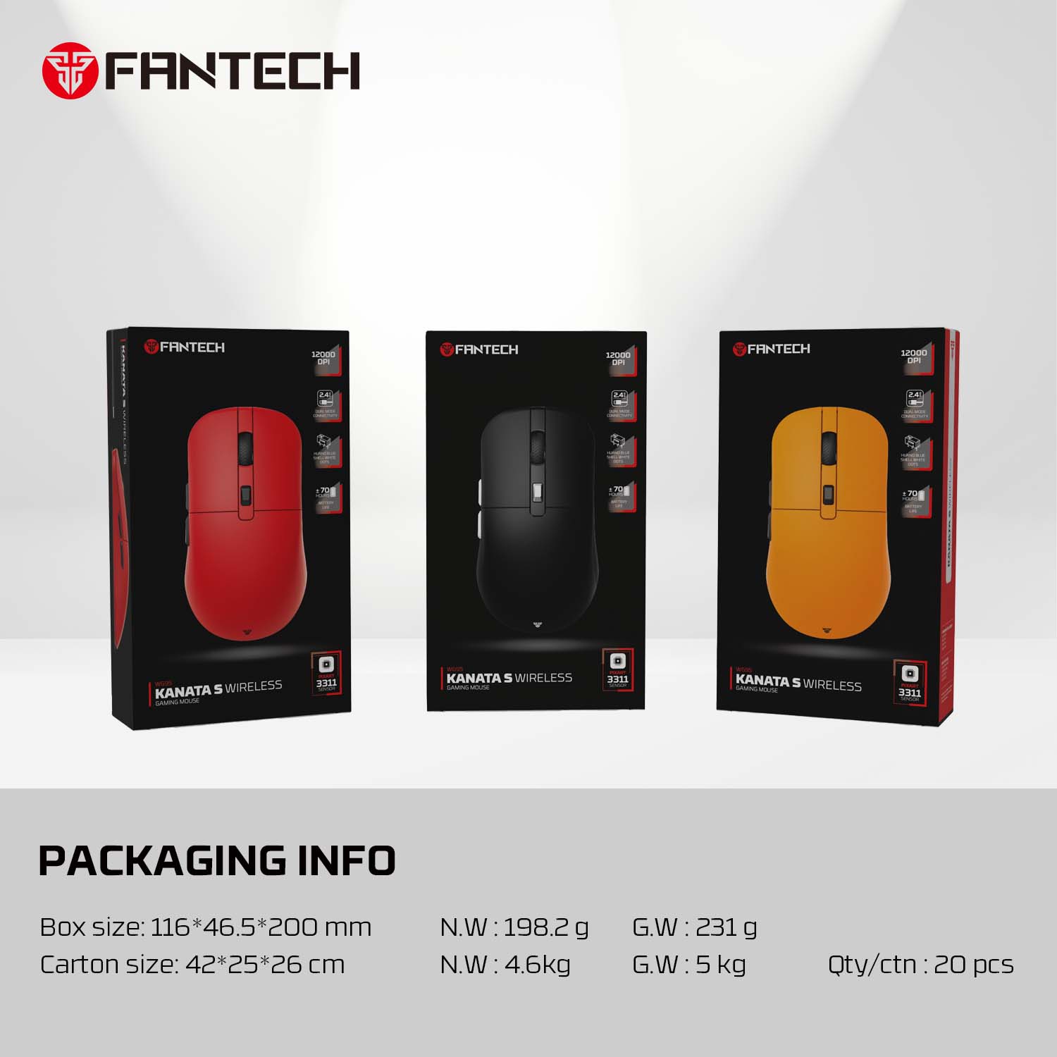 Fantech Kanata s Wg9s Wireless Gaming Mouse - Black - Gameonjo