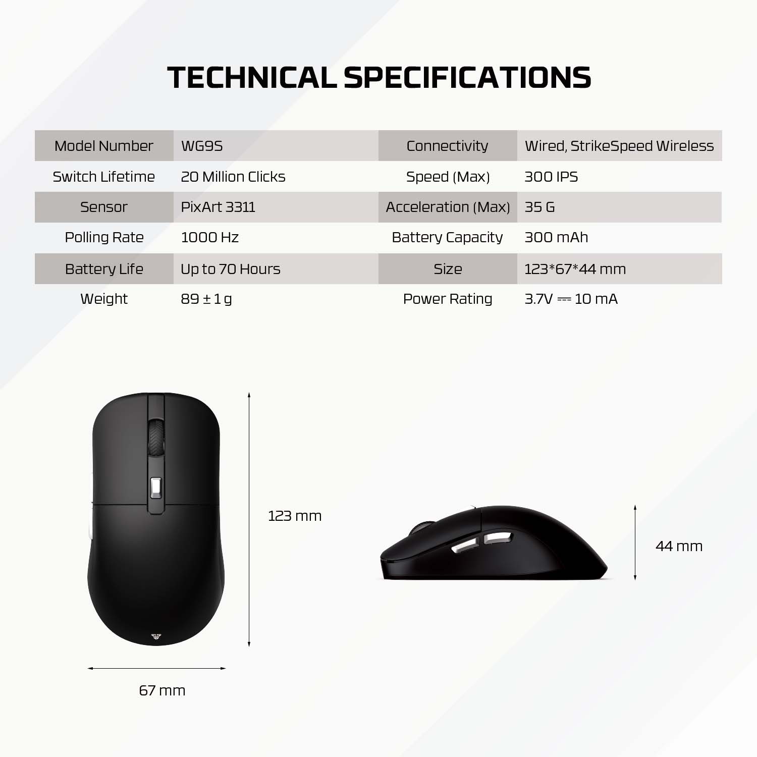 Fantech Kanata s Wg9s Wireless Gaming Mouse - Yellow - Gameonjo