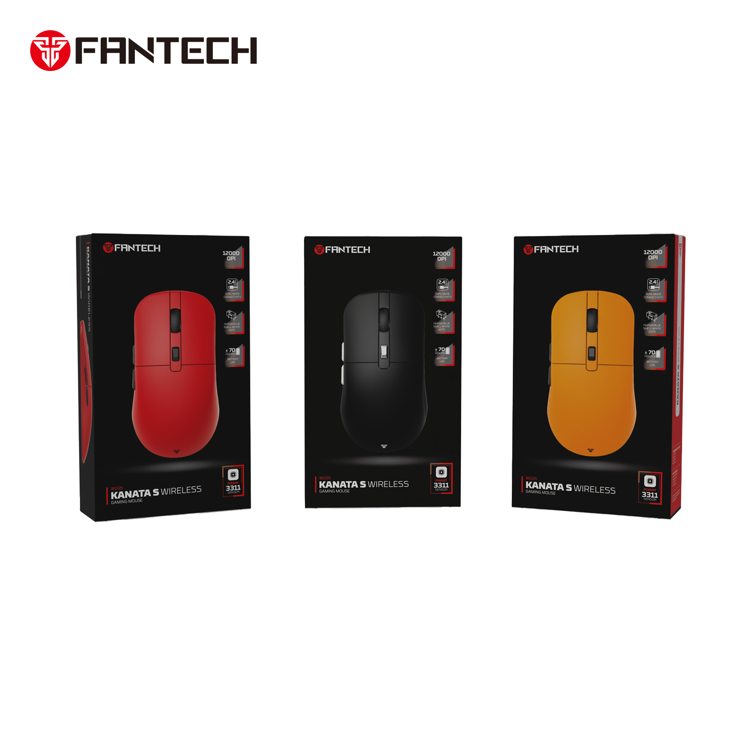 Fantech Kanata s Wg9s Wireless Gaming Mouse - Yellow - Gameonjo