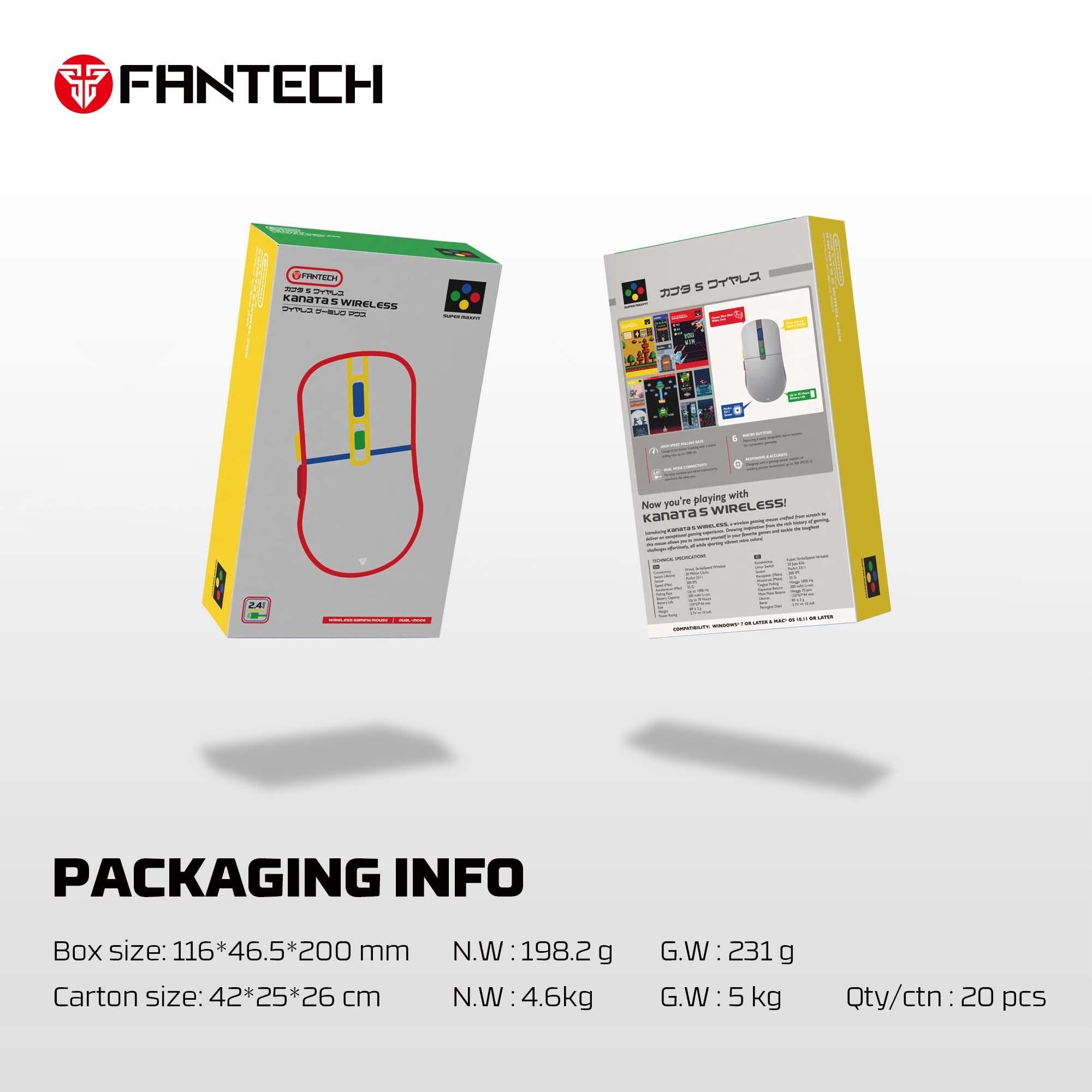 Fantech kanata wg9s wireless gaming mouse - super maxfit dual mode connection - mouse