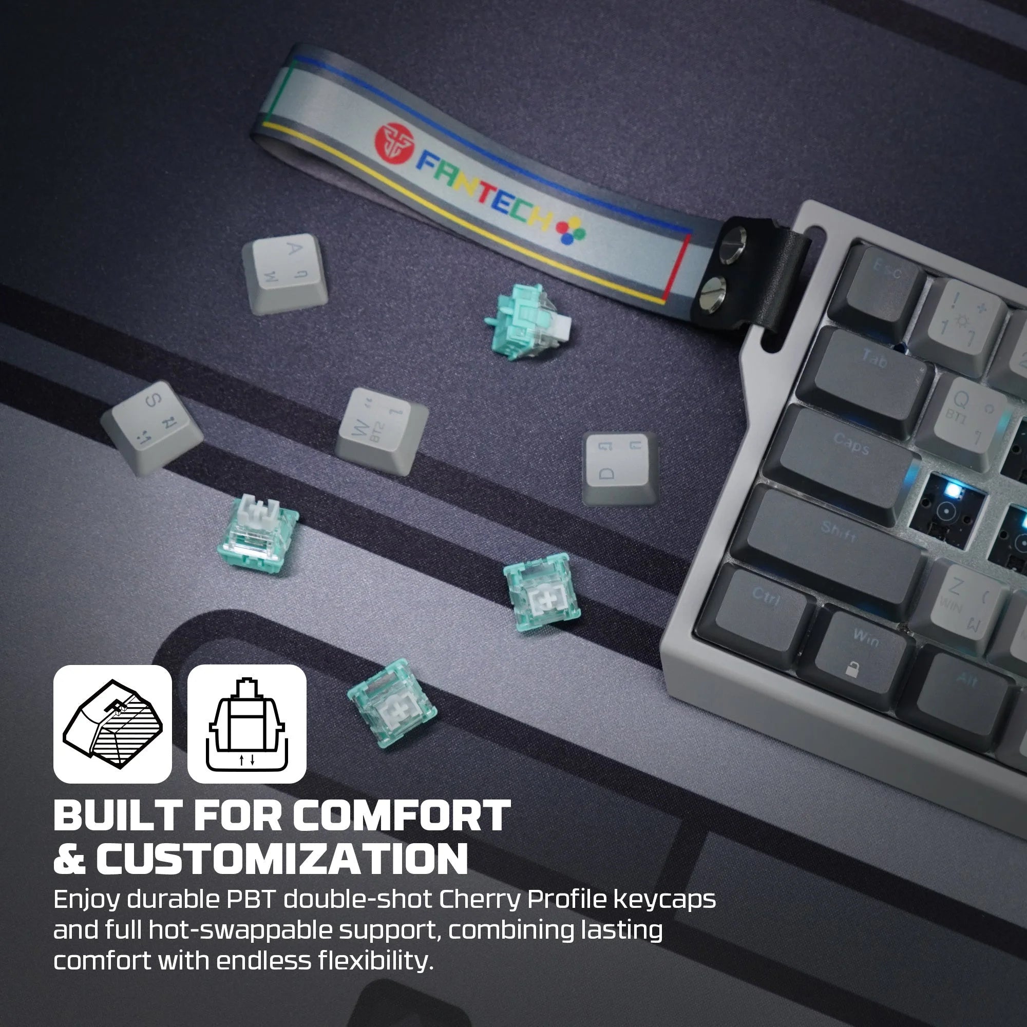 Fantech keyboard atom he68 mk922 magnetic switch 8000 hz – gray