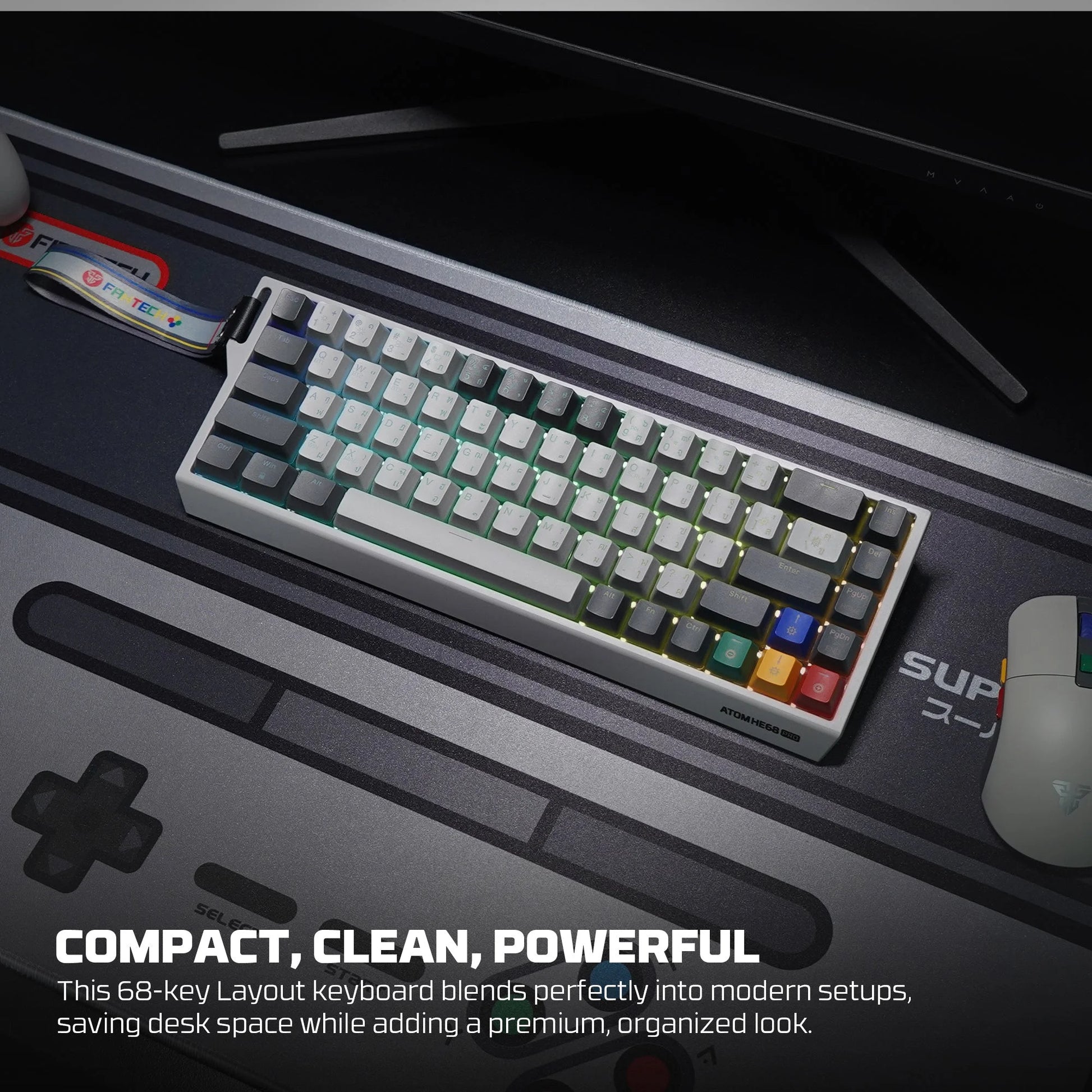 Fantech keyboard atom he68 mk922 magnetic switch 8000 hz – gray